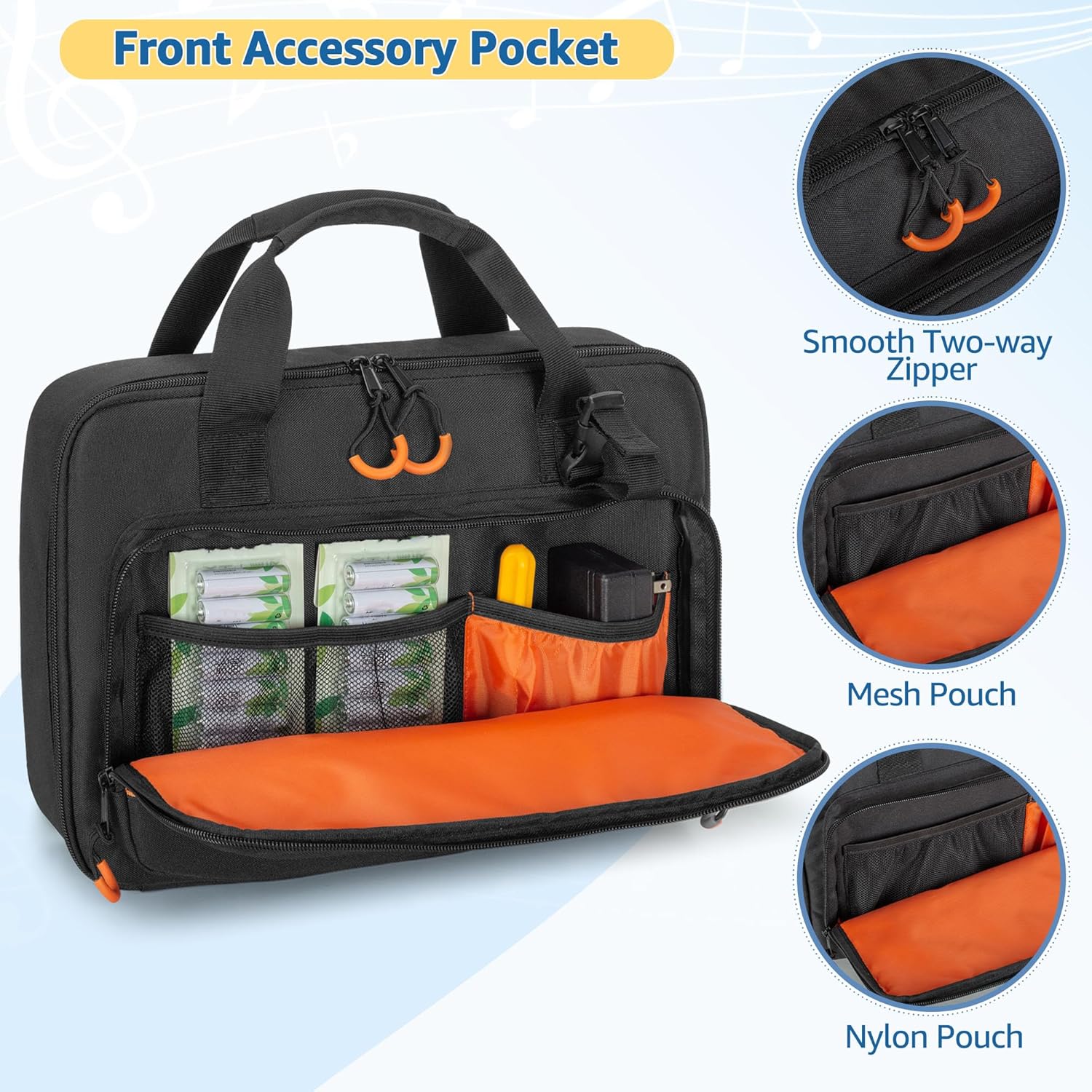 Rexmica Padded Carrying Bag Compatible with VTech Kidi Star DJ Mixer/Kidi DJ Mix, Small DJ Mixer Storage Bag with Accessory Pockets for Cable, User Guide, Batteries or Other Accessories - Empty Bag