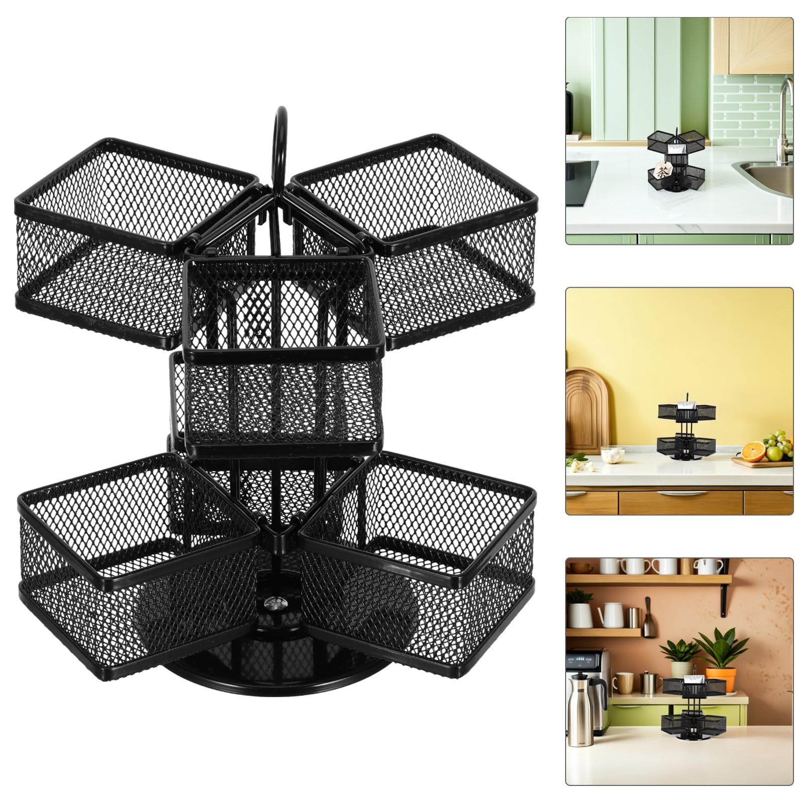 Ciieeo Organizador vertical de bolsitas de té con soporte metálico desmontable y giratorio, ideal para cocina y estación de café en oficina, capacidad para 72 paquetes con