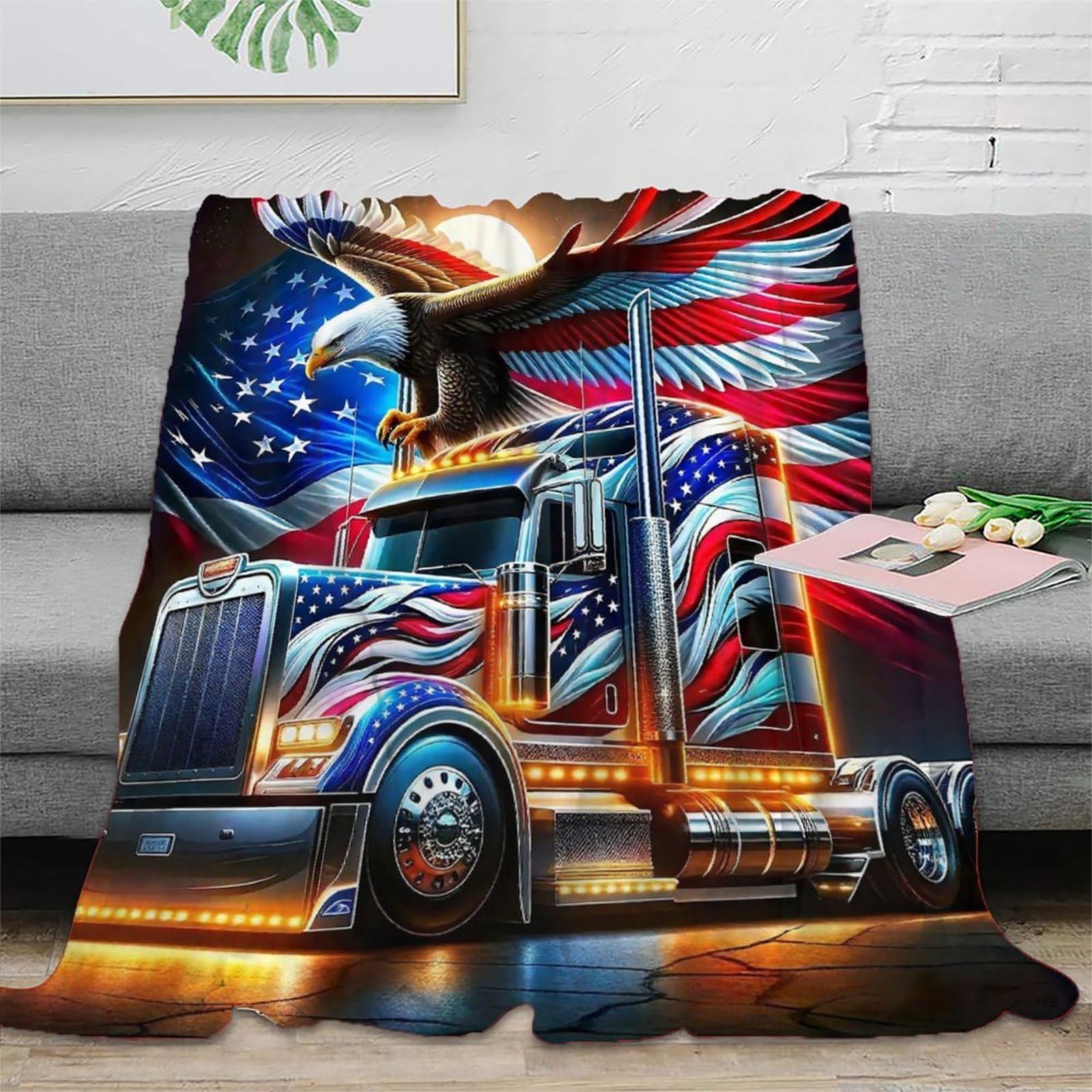 Gros Camion couverture lit microfibre chaude 80x90inch plaid canapé moelleux
