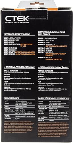 Miniatura 8 de CTEK (40-206) Cargador y mantenedor de batería MXS de 5.0-12 voltios con (56-941) accesorio de parachoques rosa