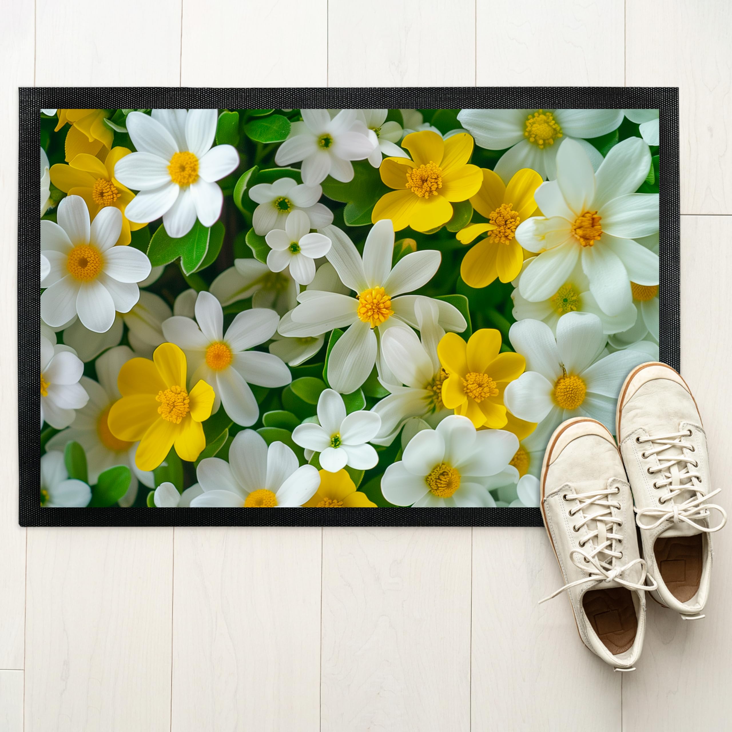 True Statements Deko-Fußmatte 75 x 50 cm „Frühlingsblumen“ - wunderschöne Geschenkidee - mit Blumen-Motiv - für Innen & Außen – rutschfest - Geschenk für Freunde und Familie zu jedem Anlass