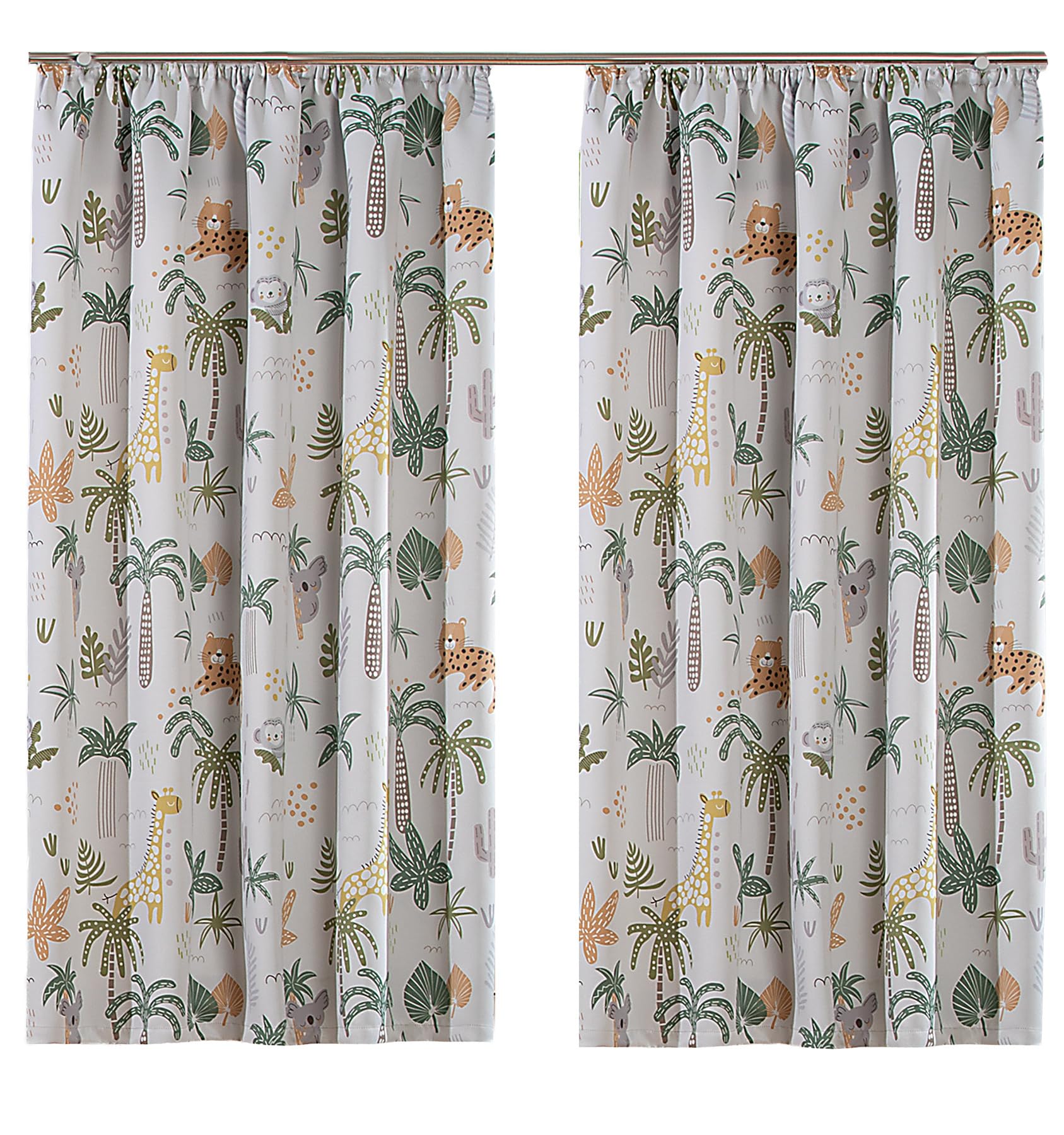 heimtexland Kinder Deko Vorhang 2er Set Verdunkelungsgardinen Kinderzimmer Thermo-Gardine Sonnenschutz Kälteisolierend verdunkelnd Typ922 Safari Bandschal HxB 175x135 cm