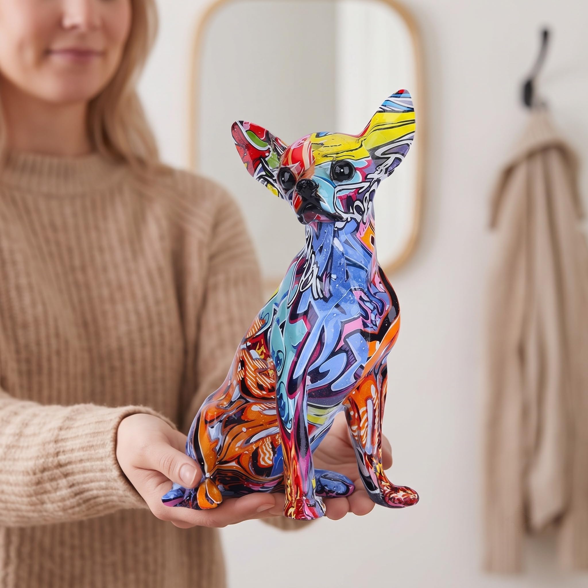 suruim Simple Couleur Créative Bouledogue Chihuahua Chien Statue Salon Ornements Maison Entrée Cave À Vin Bureau Décors Résine Artisanat