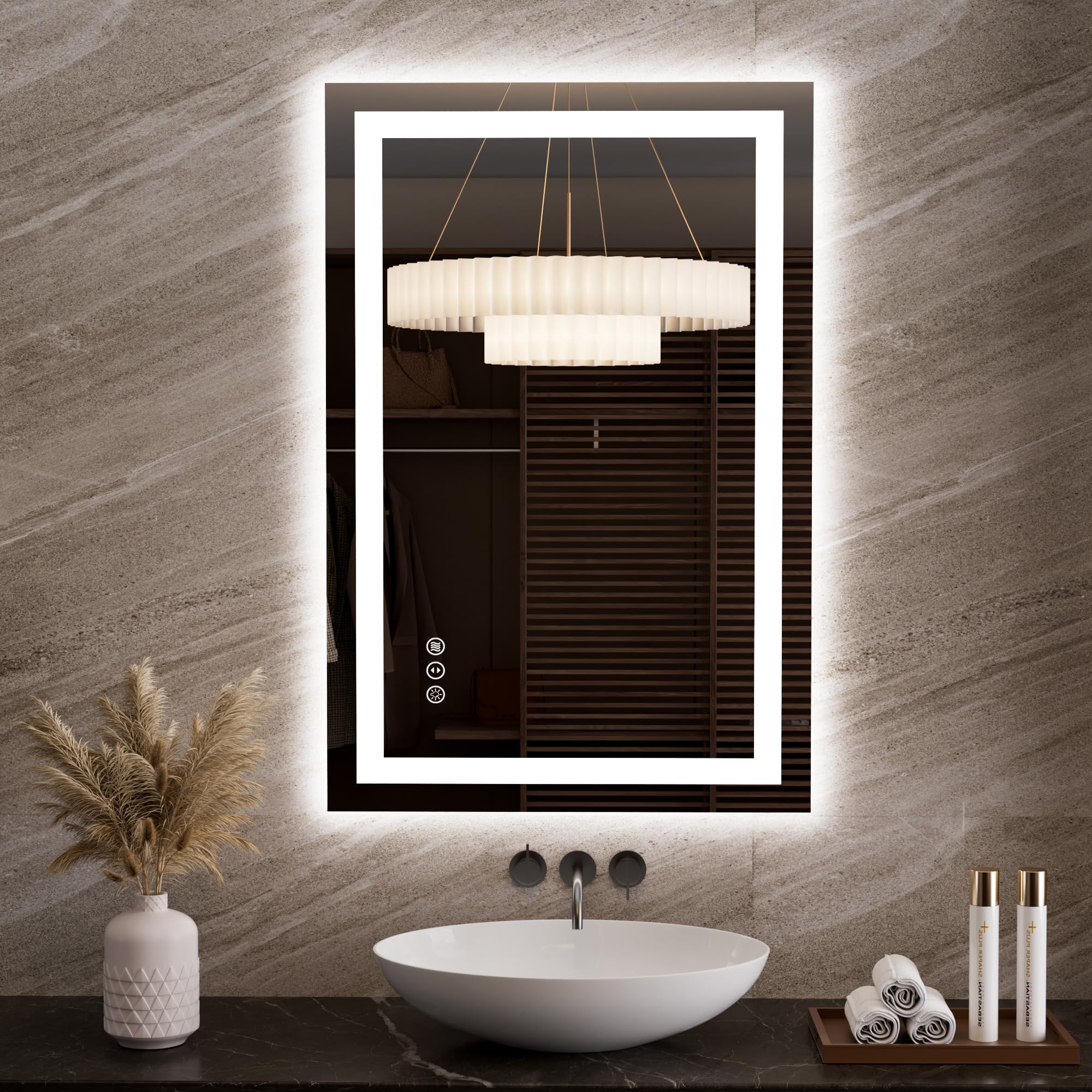 LOAAO 23.6"x35.4" LED Bathroom Mirror with Lights, UL Listed
