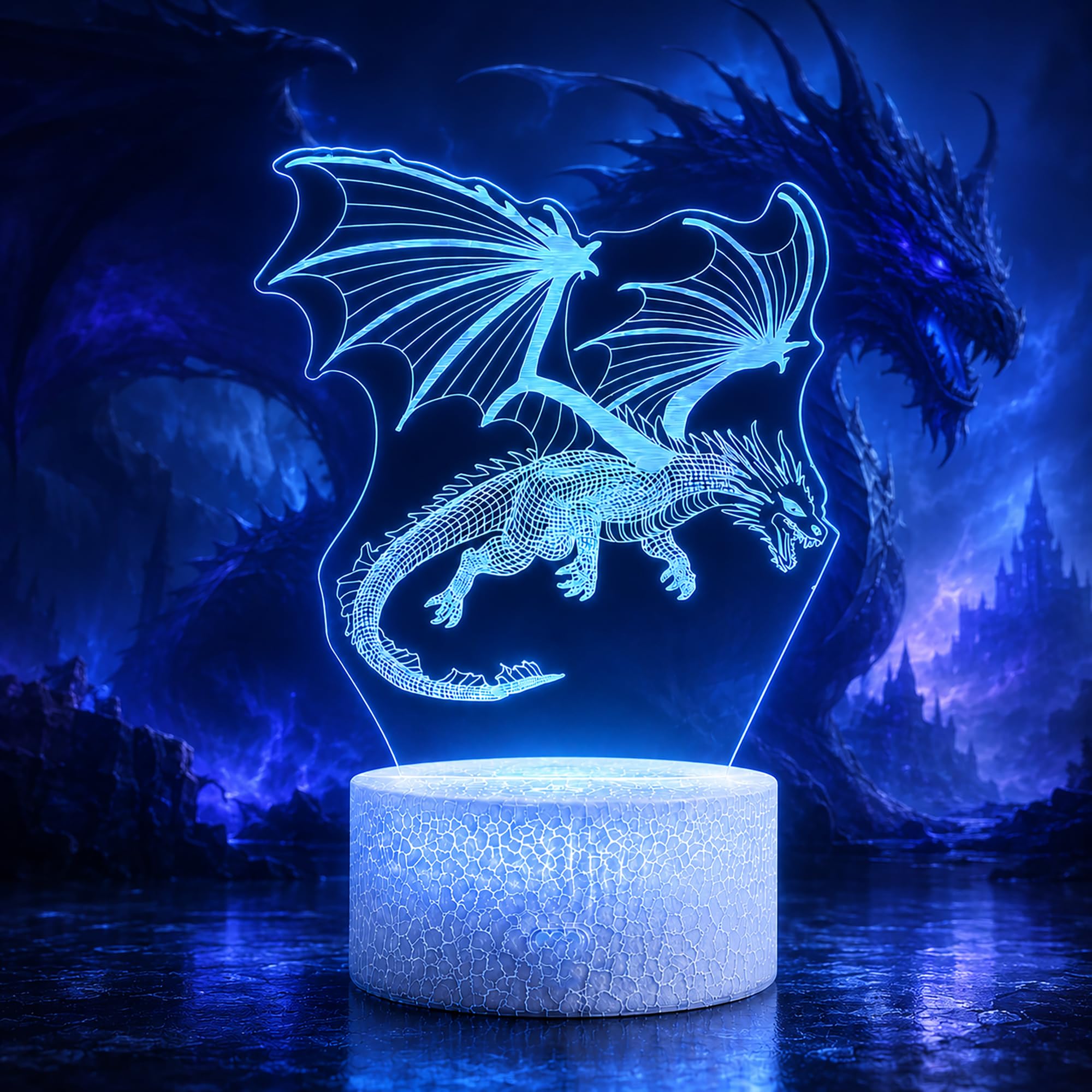 ZuzongBaoYou Dragon Night Light, 3D LED Lamp with Remote, 16 Colours