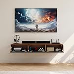 POVISON Floating TV Stand with Storage Modern TV Wall Mounted TV Console,Fully-Assembled TV Cabinet,Solid Wood Entertainment Center 62.99" Darkwood&Black with LED Lights
