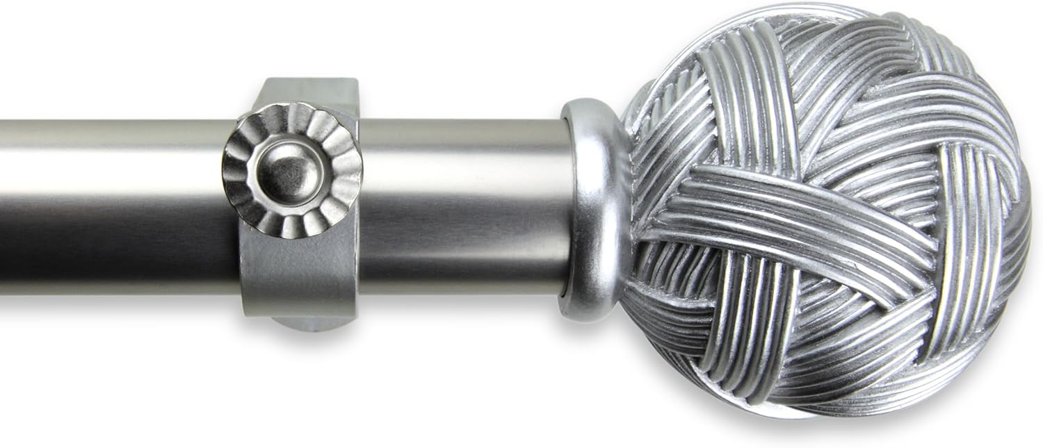 A&F Rod Décor - Peyton Curtain Rod 1 inch Diameter, 120-170 inch - Satin Nickel