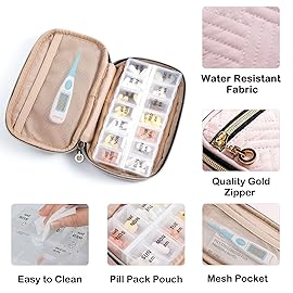 BAGSFY Pill Organizer Case 2 Times a Day- Weekly Medicine Organizer Travel Pill Box with Removable 7 Day Medicine Case Container for Fish Oil, Vitamin, Supplement