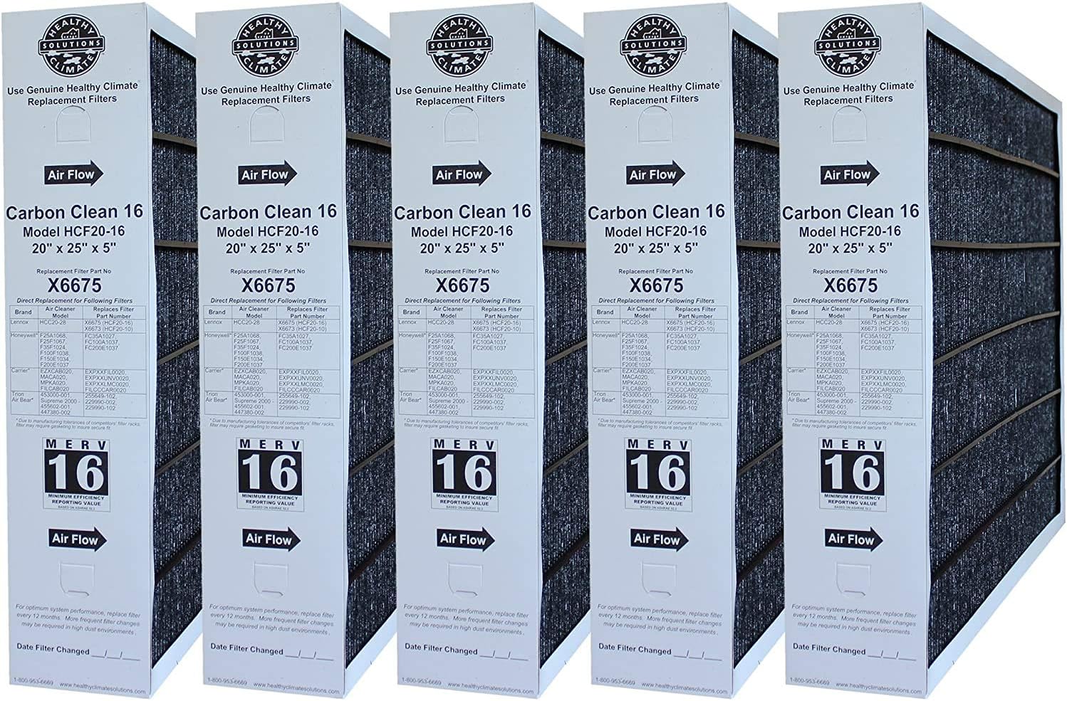 Lennox X6675 20x25x5 MERV 16 Filter Media for HCC20-28 PACK OF 5