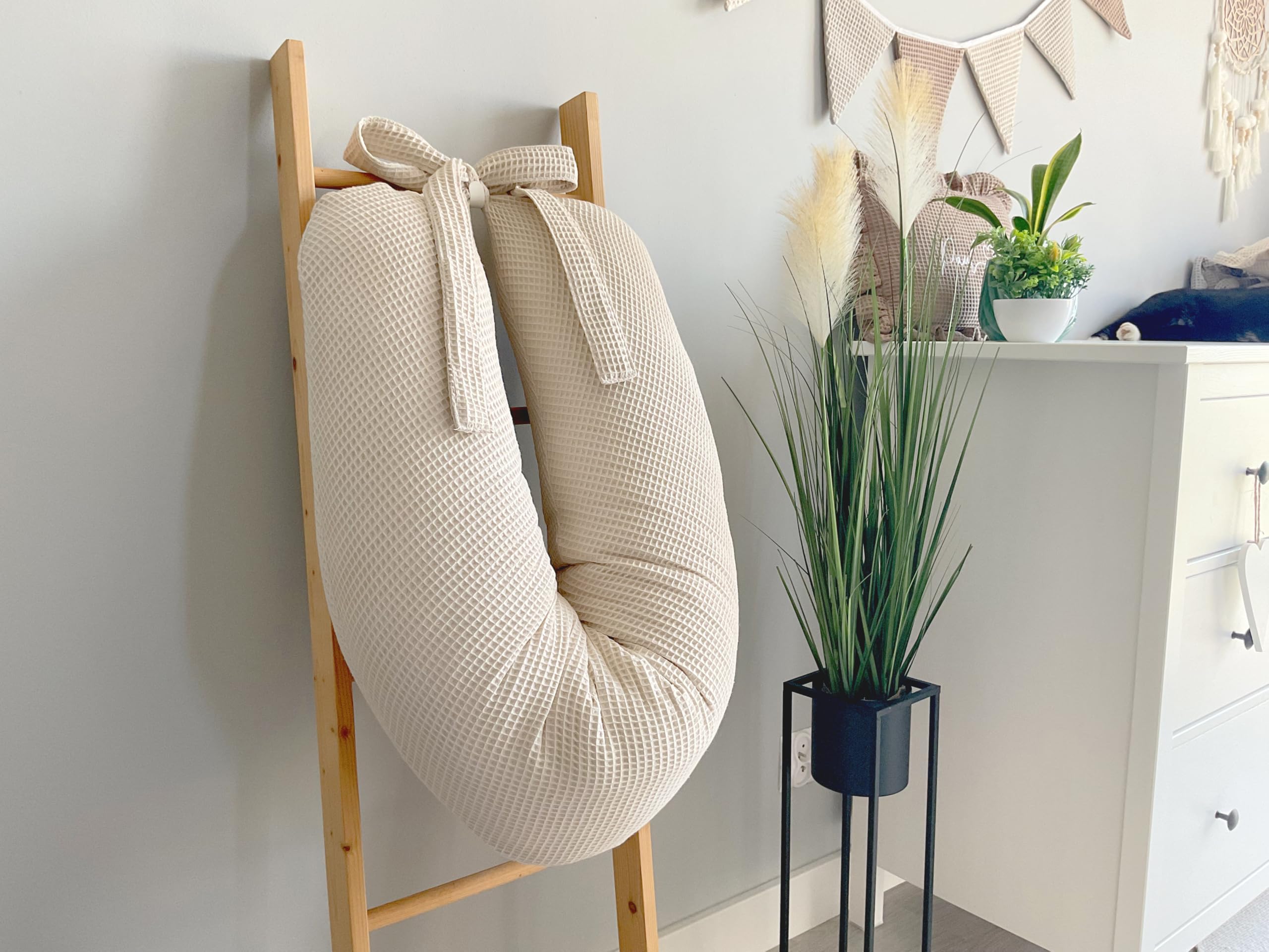 Schwangerschaftskissen & Stillkissen – 2-in-1 Seitenschläferkissen, Bezug aus 100% Baumwolle, OEKO-TEX Standard 100 zertifiziert, weich gefüllt, waschbar, ergonomisch & vielseitig nutzbar - Hellbeige