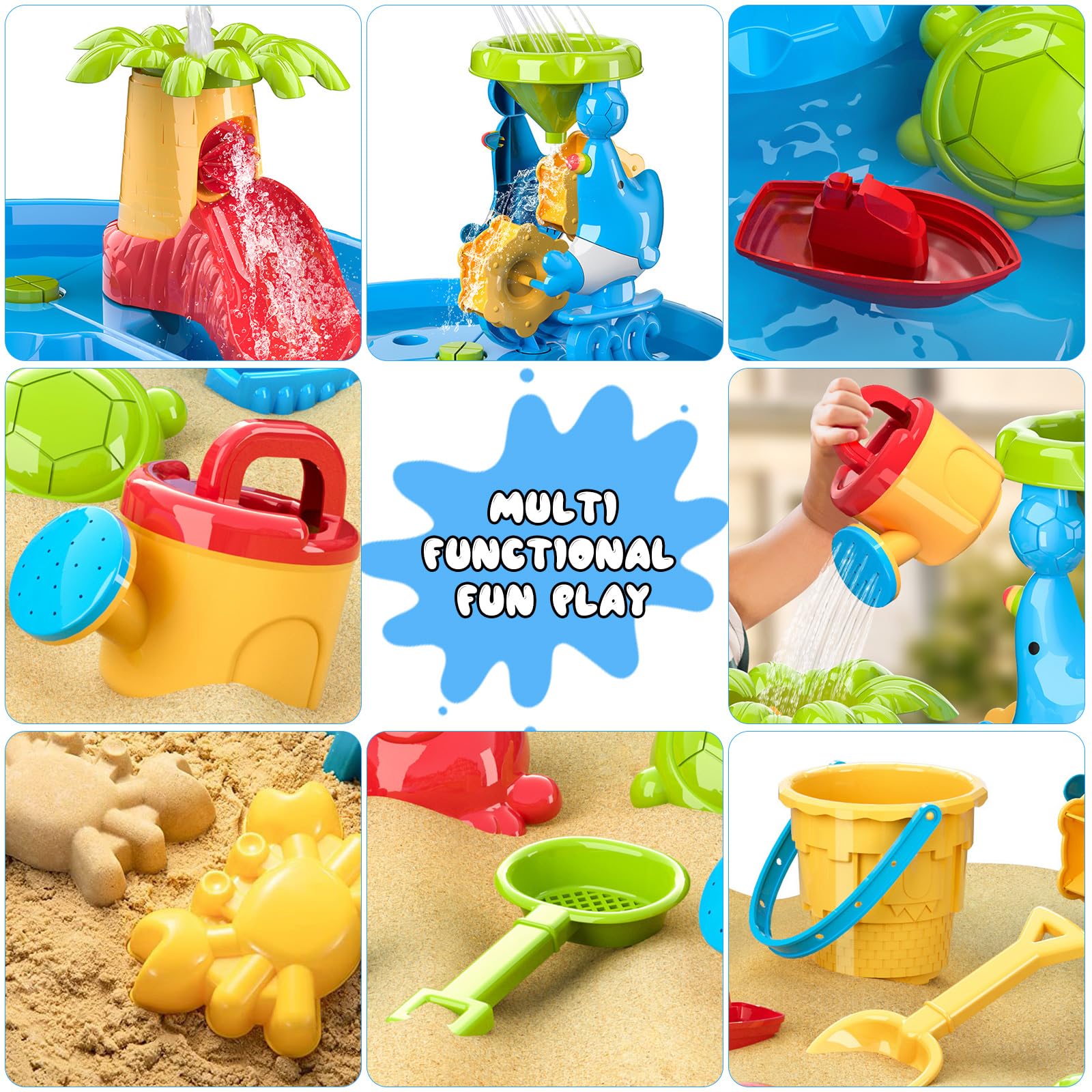 Diealles Shine Wasserspieltisch, Multifunktional Wassertisch Kinder Outdoor, Sand und Wasserspieltisch ab 1 2 3 4 Jahre, Wasser Spieltisch Kinder Outdoor Strand Sommer Aktivität