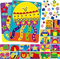 SpriteGru Foam Sticker Art Kit: 20 Animals, 1660 Stickers in 10 Colors & Shapes - DIY Crafts Travel Game for Kids Boys Girls