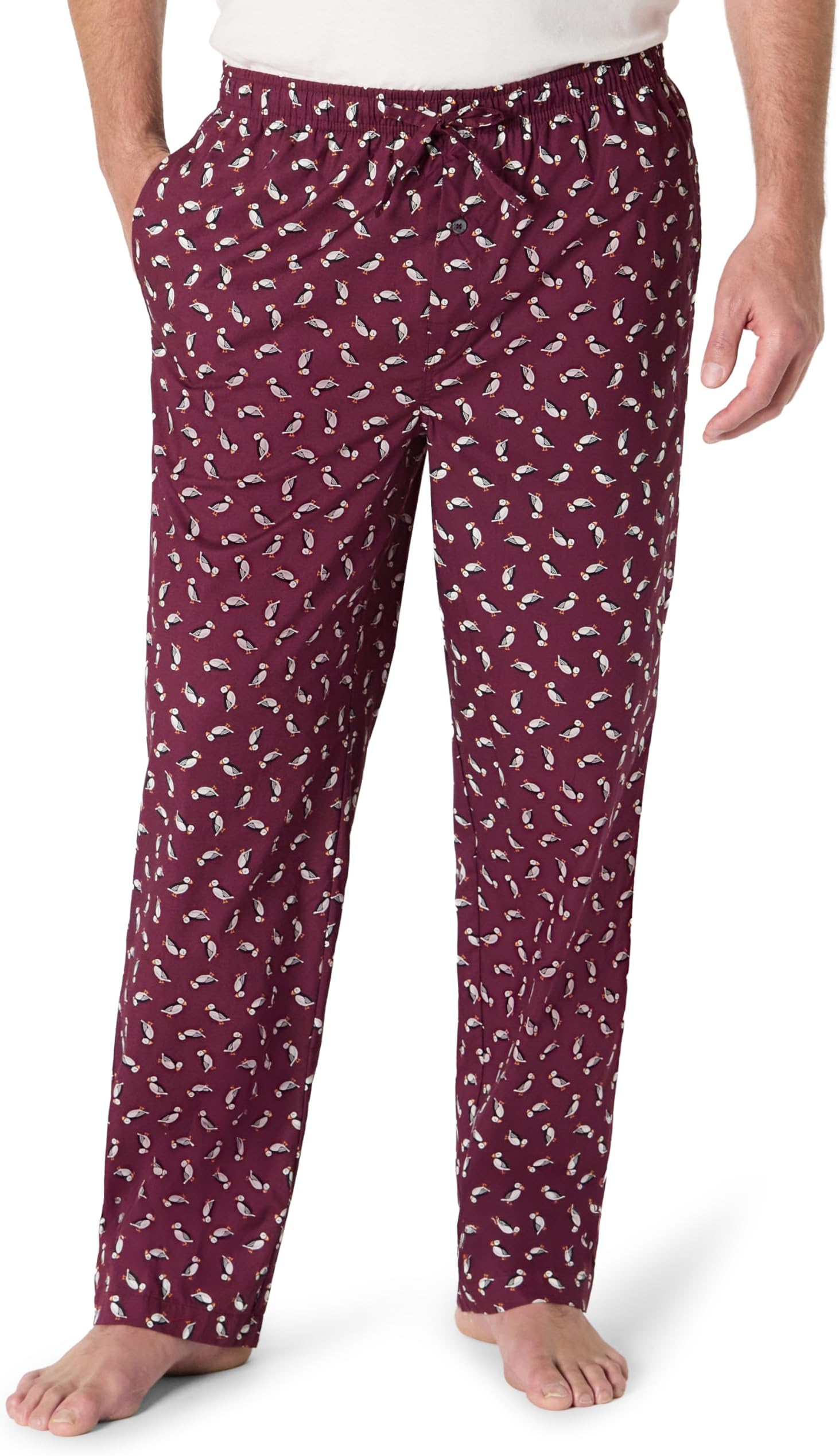 Amazon Essentials Men's Cotton Poplin Straight-Fit Pajama Pants with Drawstring Elastic Waist
