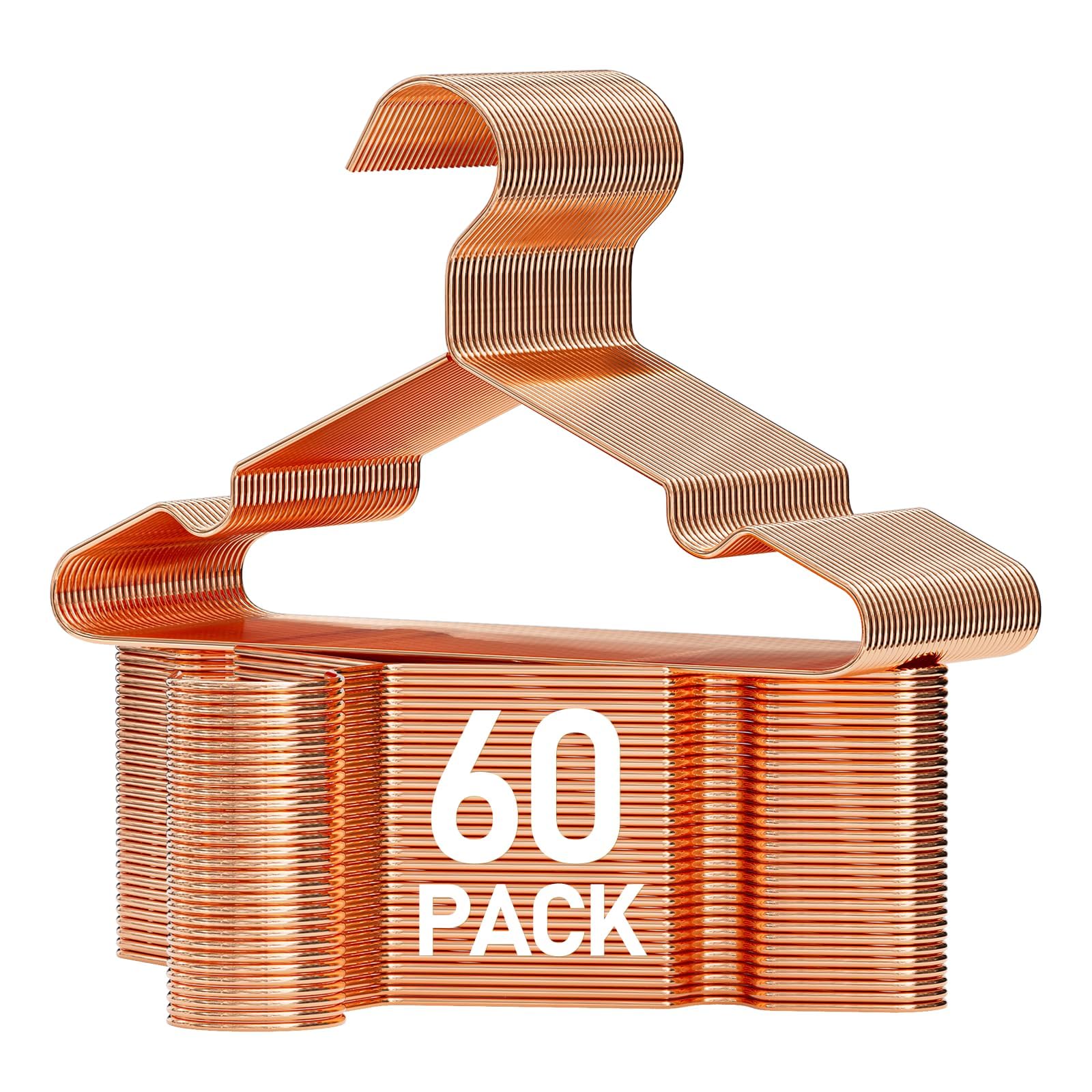 SPECILITE Kinder/Baby Metall Kleiderbügel, Roségold 60 Stück(30 cm breit), stabile Bügel Metalldraht, für Babykleidung, Kleiderschrank, Garderobe, platzsparend, mit Einkerbung