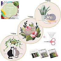 Vista 12 de Santune - Kit de bordado de abeja para principiantes, kits de bordado a mano con patrones de animales e instrucciones