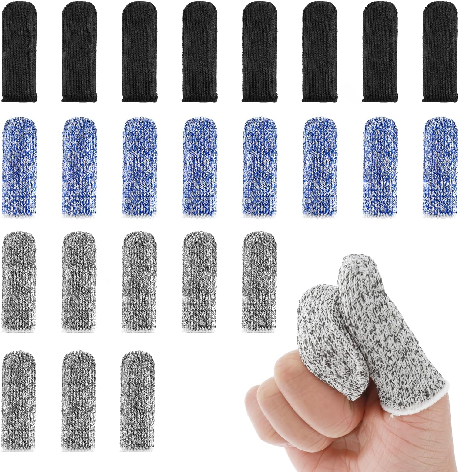 Ouligay 24Pcs Finger Cots Cut Resistant Finger Protectors Thumb Protector Finger Gloves Finger Sleeve Protectors for Garden, Kitchen, Work, Sculpture