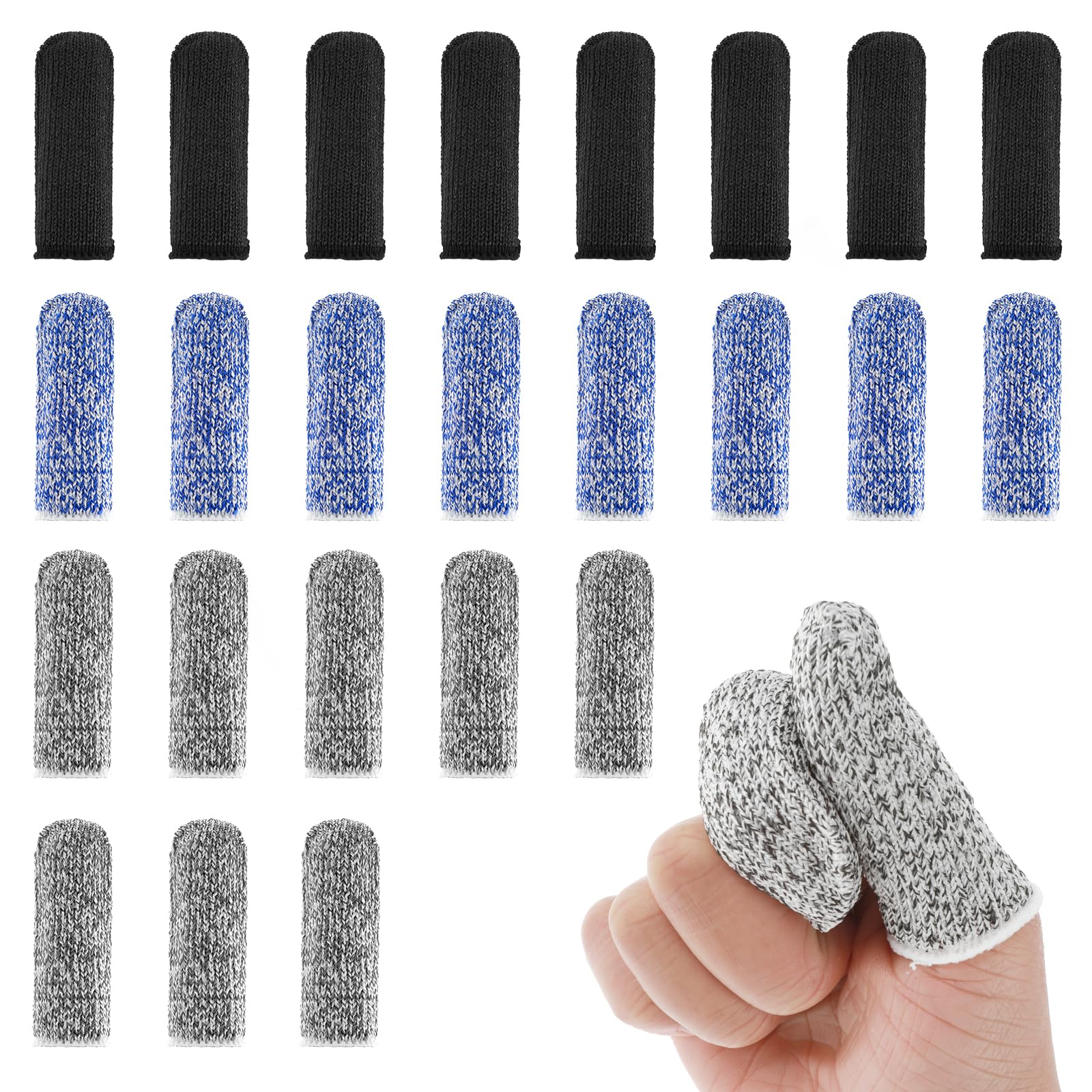 Ouligay 24Pcs Finger Cots Cut Resistant Finger Protectors Finger Gloves Thumb Protector Finger Sleeve Protectors for Garden, Kitchen, Work, Sculpture