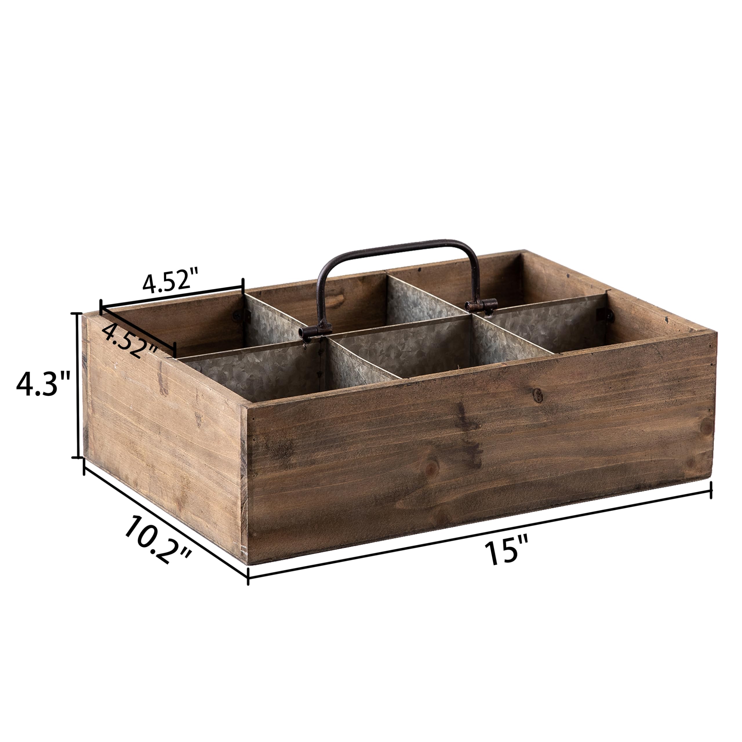 Cajas de madera rústica para decoración de 38 x 25 cm, cajas de almacenamiento de madera envejecida y galvanizadas para manualidades, cestas de madera rústicas para regalos, cajas de madera