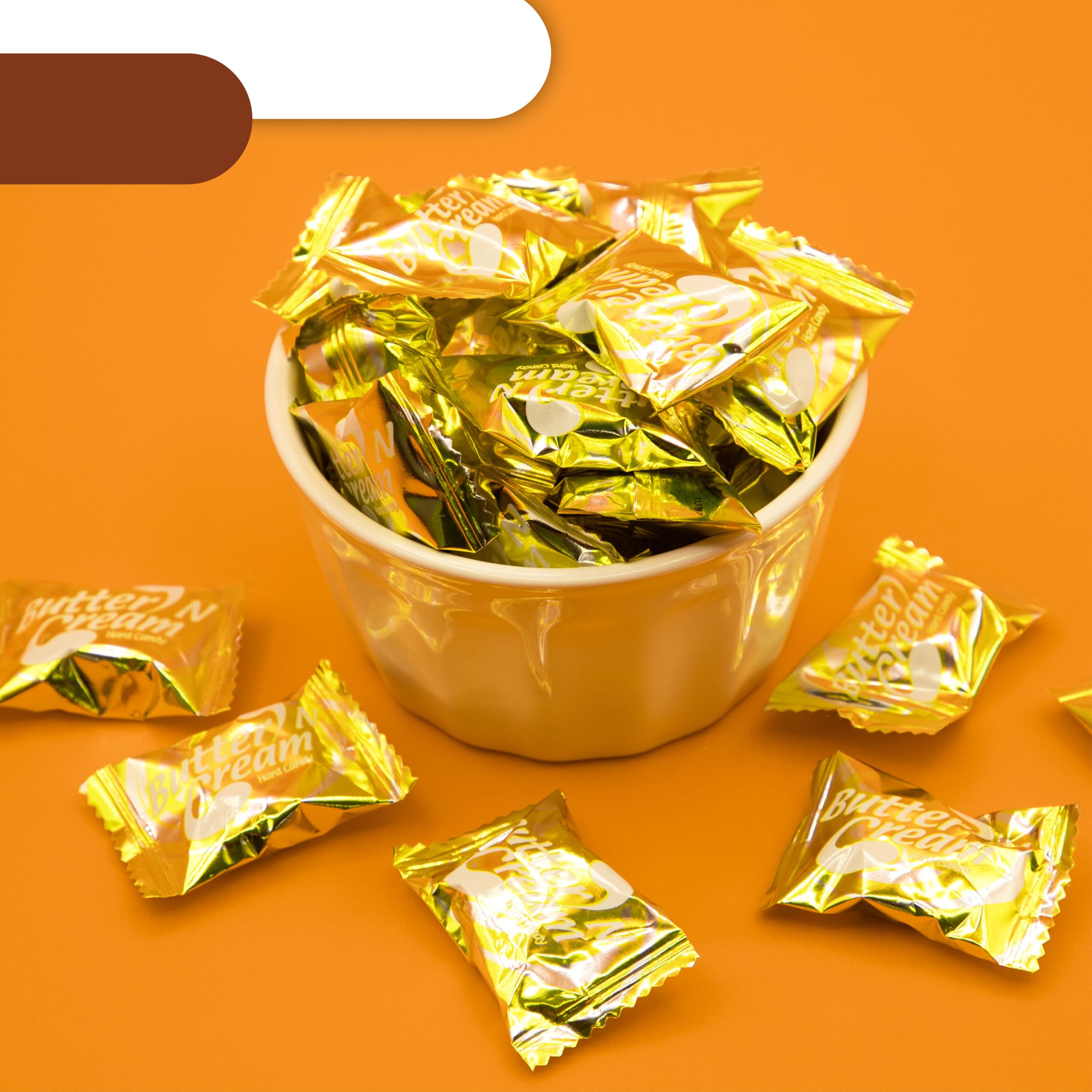 Butter N Cream Hard Candy - 3 Pound Bulk Pack - Gold Wrapped Hard Candy Individually Wrapped - — view 7