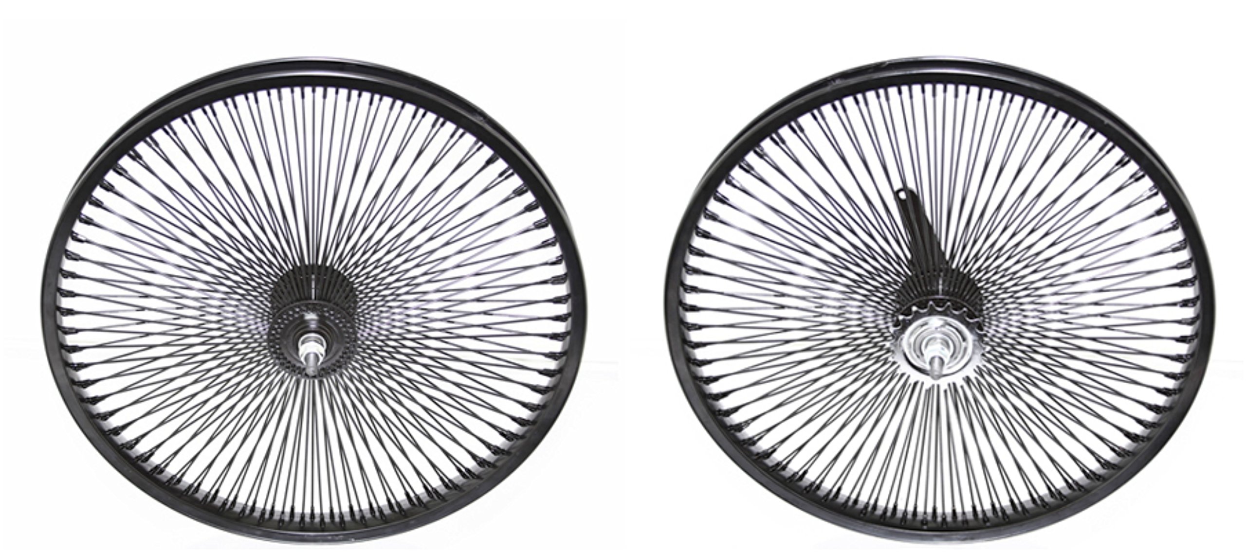 Lowrider Black 20 144 Spoke Wheel Set. Front and Back Coaster Wheel