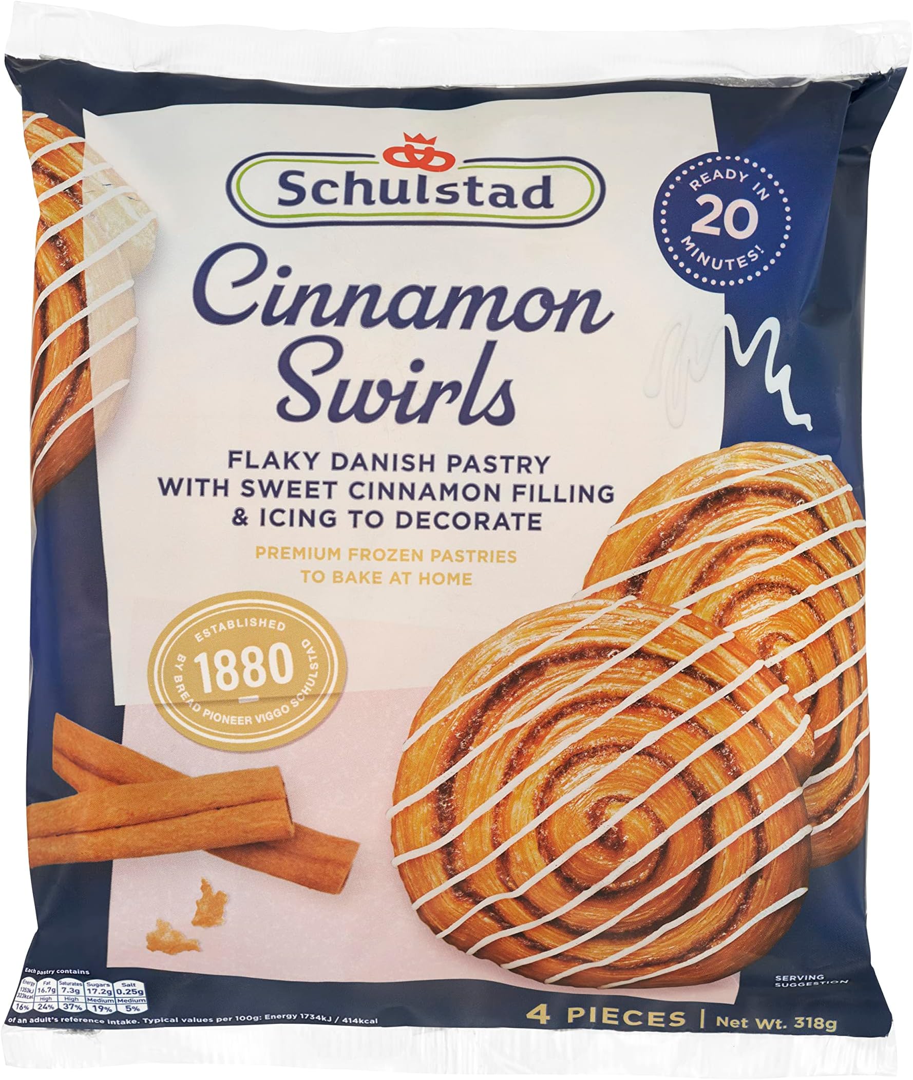 Schulstad Bake at Home Cinnamon Swirls, 4 x 86 g (Frozen)