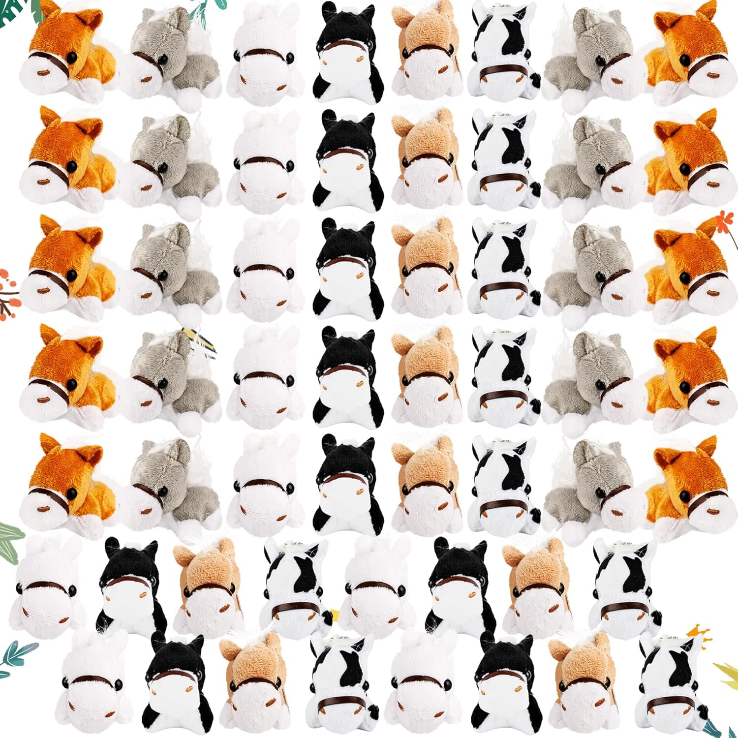 60 Pcs 3.5 Inch Mini Stuffed Horse Animals Toys Plush Horse Animals Horse Party Favors Small Stuffed Horses Keychain for Farm Party Goodie Bag Fillers, 6 Colors