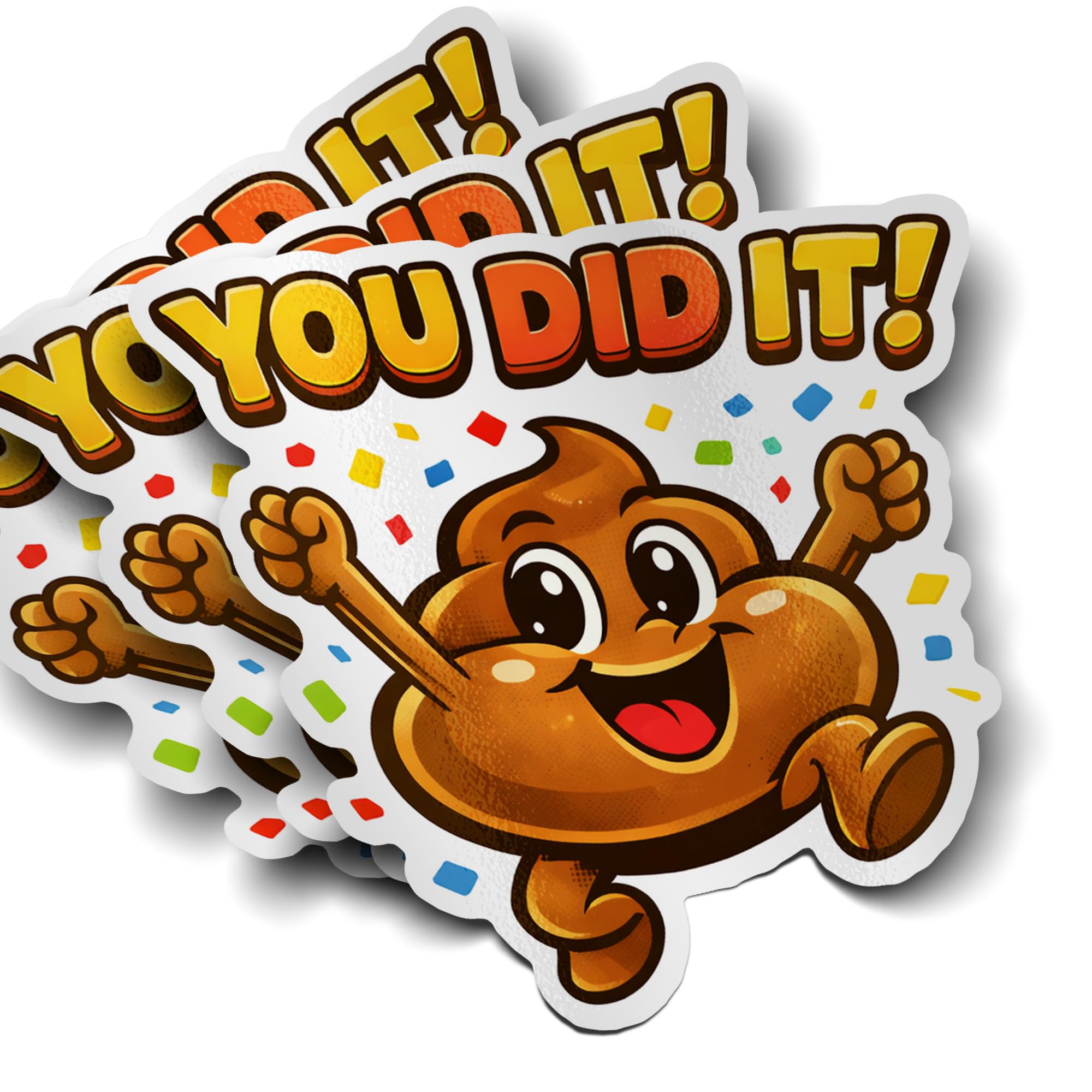 3PCS Potty Training Stickers for Kids, Funny Poop Emoji “You Did It” Reward Stickers, Waterproof Vinyl Potty Stickers for Potty Training, Pee Stickers, Poop Party Decorations, Emoji Stickers for Kids