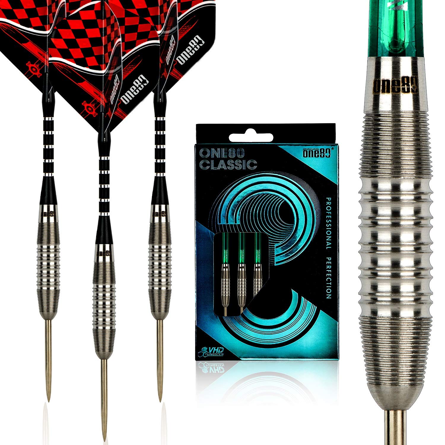 ONE80 90% Tungsten Professional Steel Tip Darts Set with Gift Box