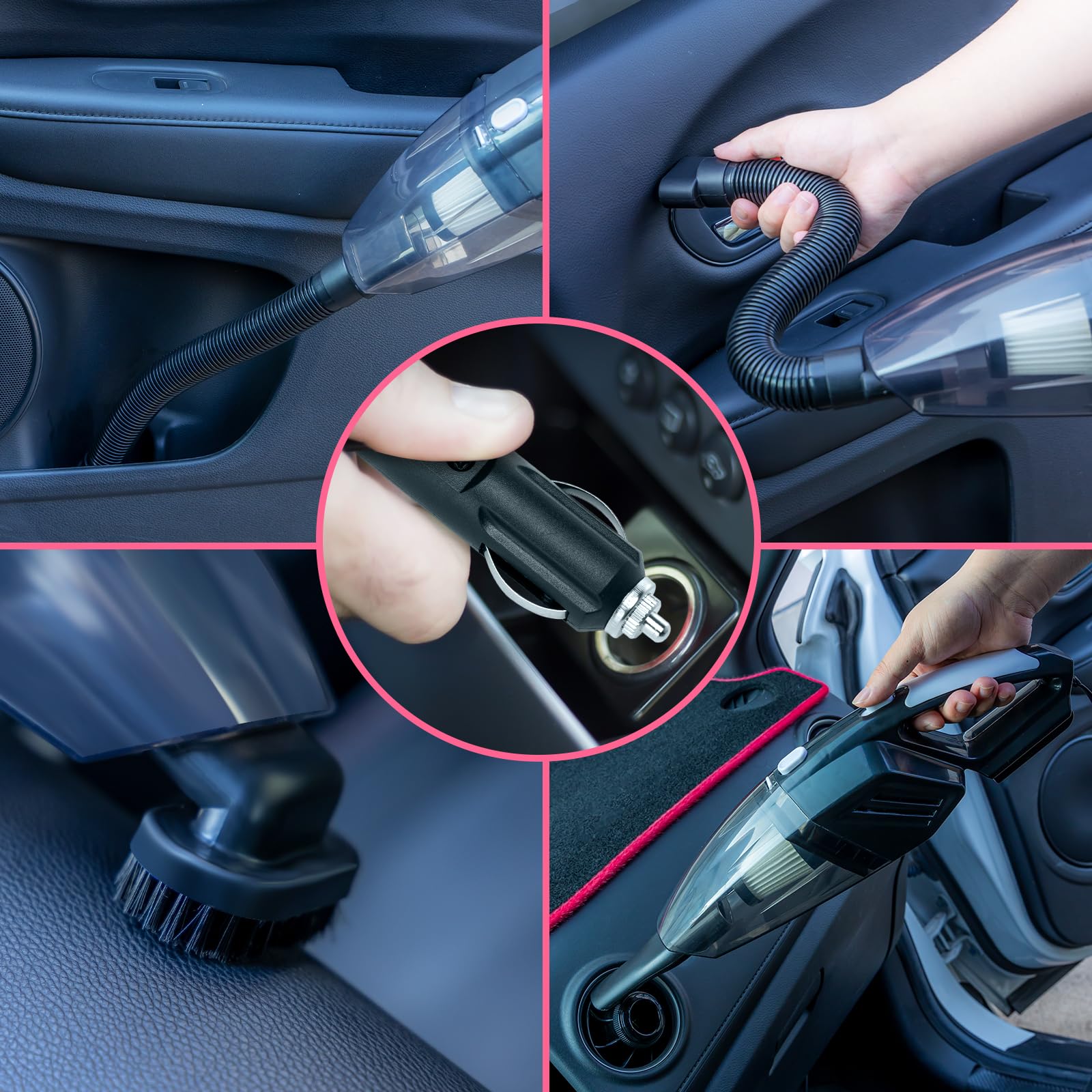 Kit di pulizia per interni dell'auto, 20 pezzi, con aspirapolvere portatile ad alta potenza, set di spazzole, strumento per parabrezza, spolverino, asciugamani, strumenti completi per la cura