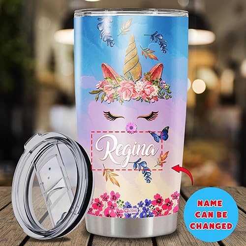 Vista 56 de WAZONE Vaso personalizado de flores de mariposa con tapa, acero inoxidable azul marino, 20 30 onzas, taza de café de viaje con aislamiento al vacío