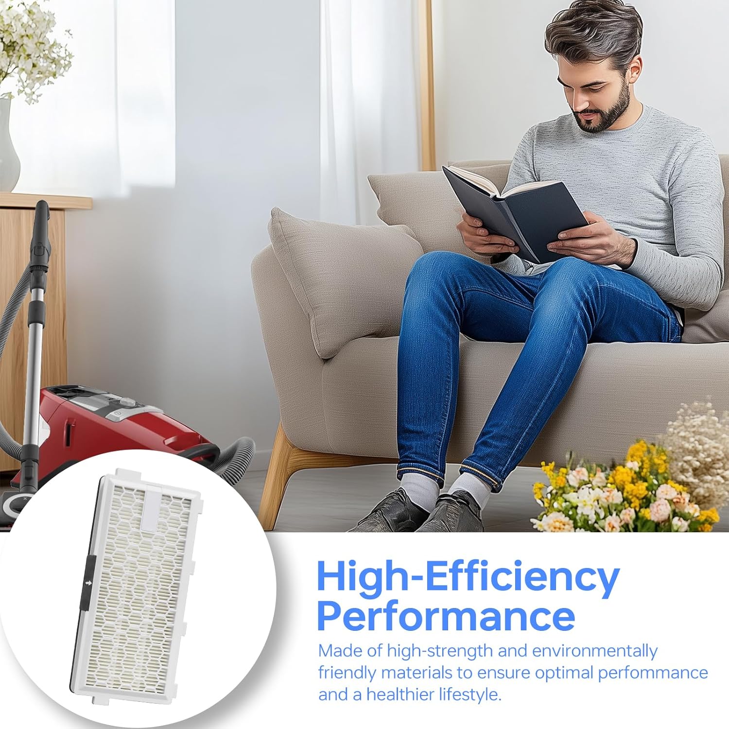 Airclean 50 Filter Replacement Compatible with Miele Active SF-HA50 S4 S5 S6 S8 S8000 S8999 S6000 S6999 S5000 S5999 S4000 S4999, Complete C2 C3 Vacuum Cleaner (4 Packs)