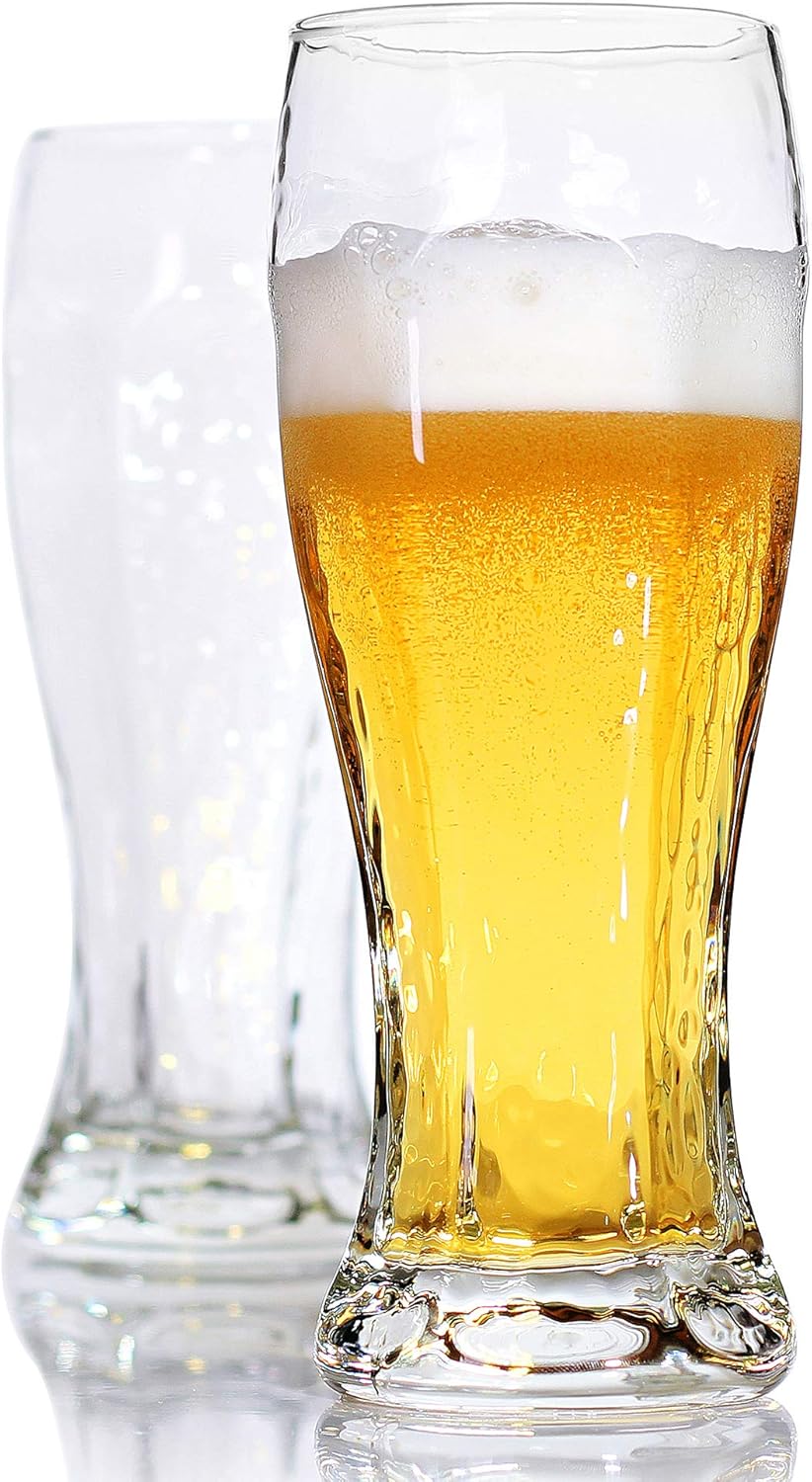 LUXU Beer Glasses, Hexagon Shape Pilsner Glasses set of 2