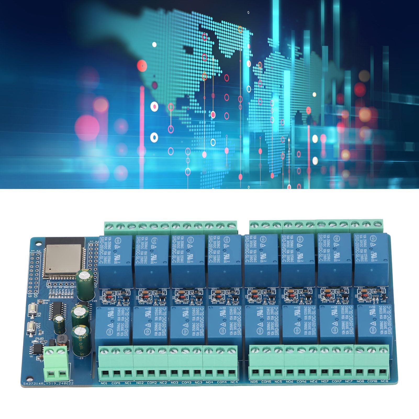 16 canal de relé Módulo Junta de Desarrollo de 16 canales Relé Estable ESP32-WROOM para Casas Inteligentes DC5-12V