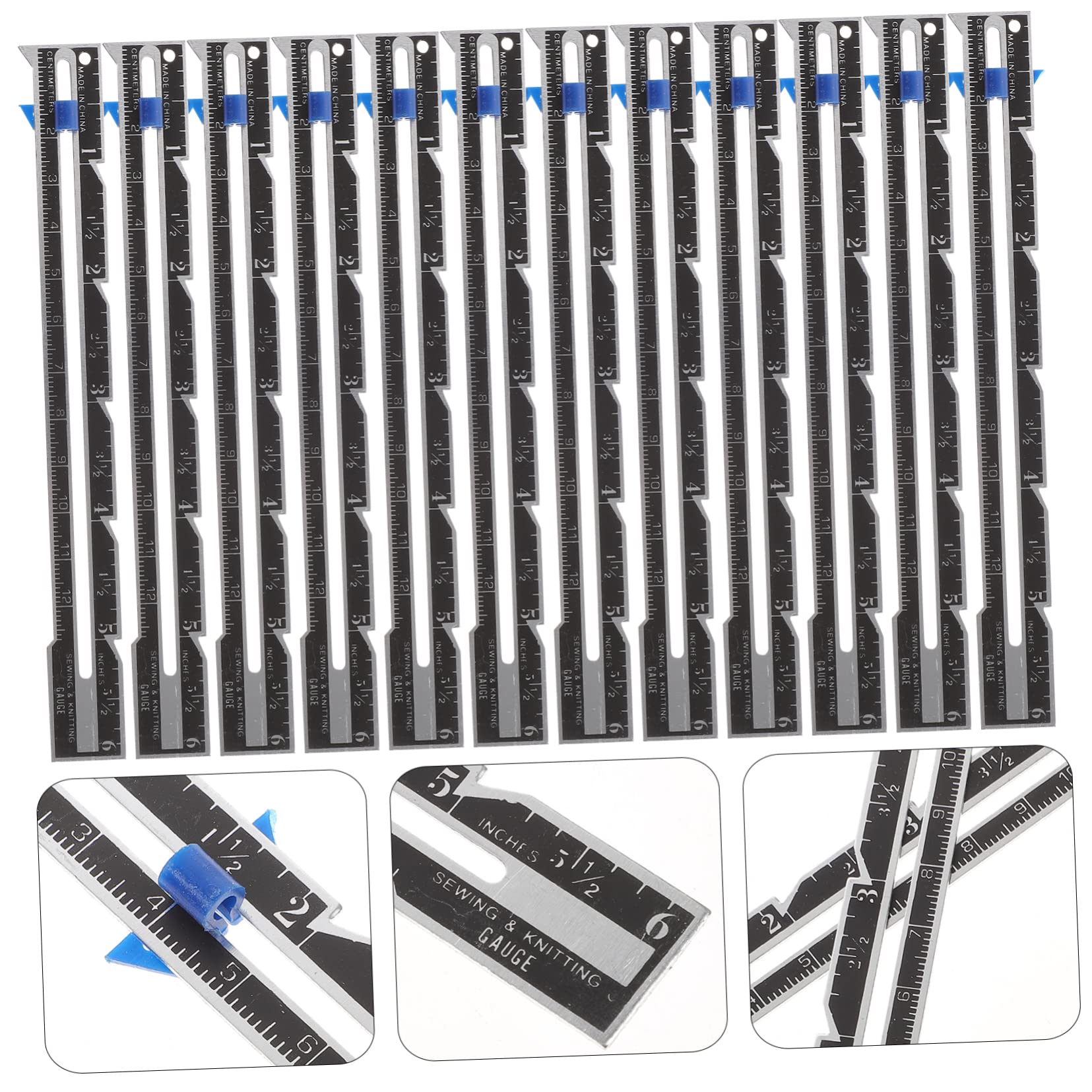 3 Set Di Righelli Per Cucito E Quilting Con Pulsante Scorrevole in Metallo Per Misurazioni Accurate 12 Pezzi * 3