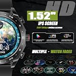 Montres intelligentes pour les hommes avec des écouteurs à l'intérieur (Réponse/Faites appel), 1.52" Fitness Tracker avec 100+ Modes de sport et dossiers de sport, Smartwatchs étanches avec moniteur de santé pour iPhone Android