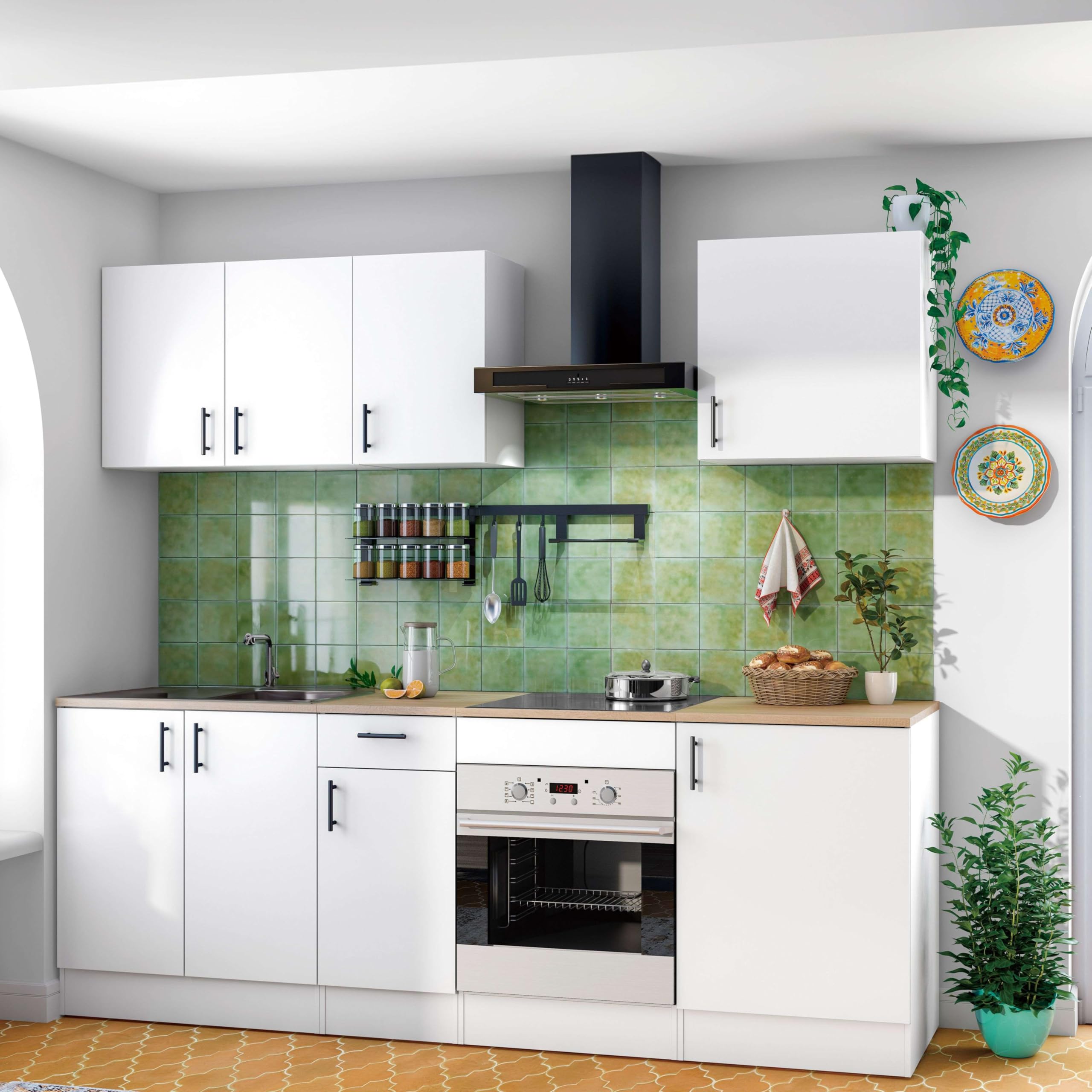 Bricohabitat Módulo de Cocina Alto de 60 cm para Colgar Mueble Alto Suspendido Kira Blanco Brillo 60x59x34 cm