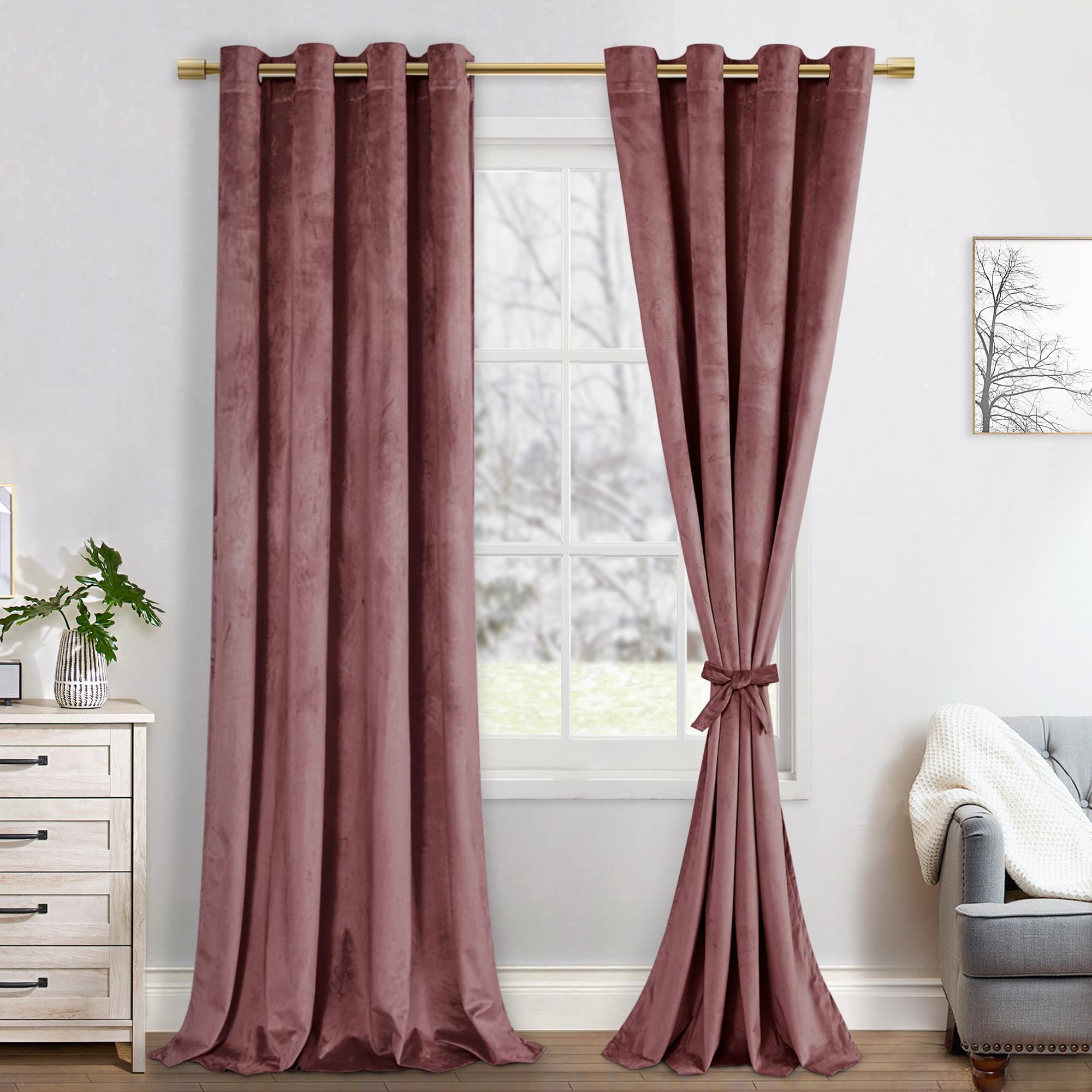 JIUZHEN Cortinas opacas de terciopelo térmicas