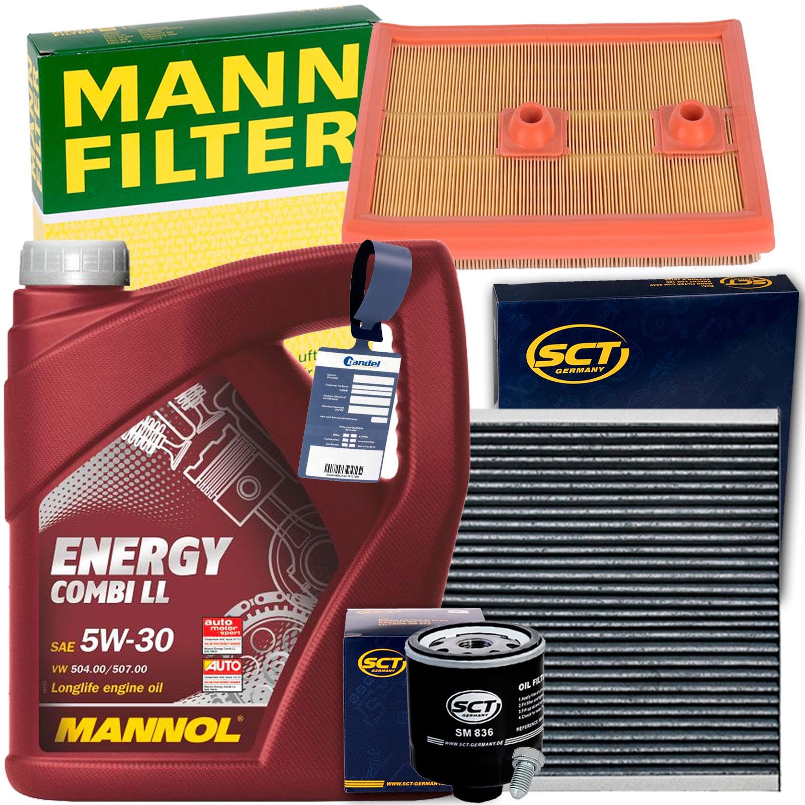 Filterset+5W30 Öl | SM836+C27009+SAK304+1113800100+Mn+Mannol 5W30 Öl für 1.4 A3 Octavia Golf 7 Passat 5T