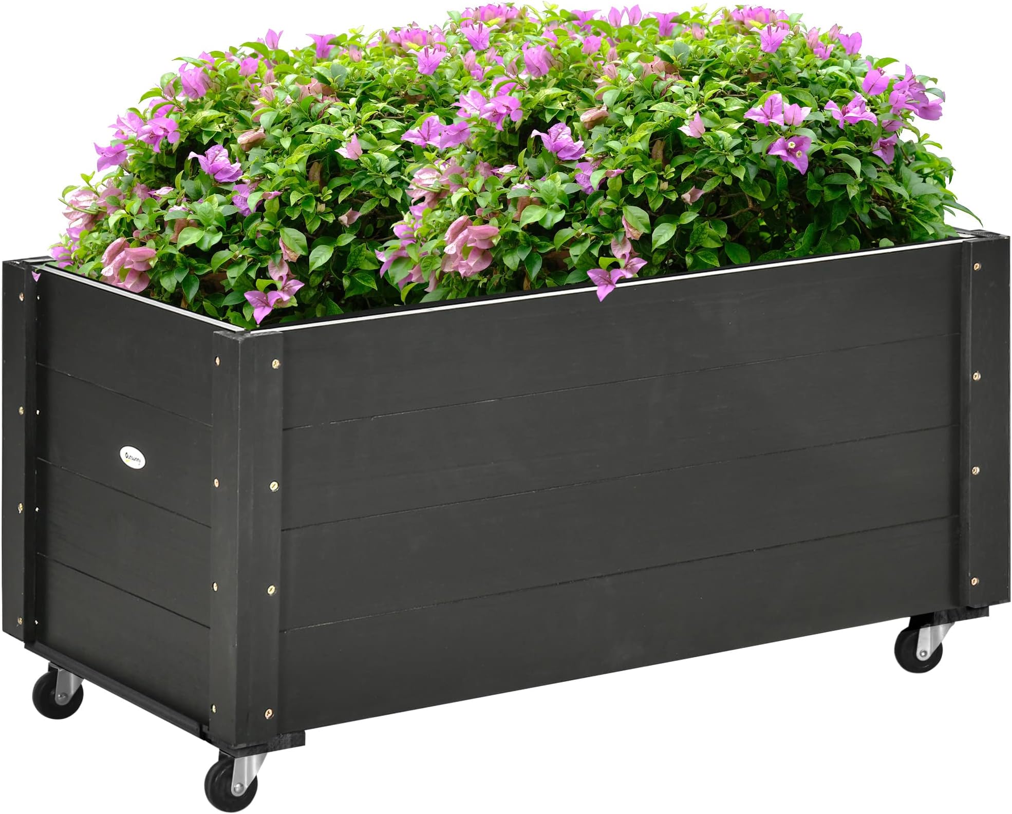 Outsunny Hochbeet Massivholz, Pflanzbeet mit Rollen, Frühbeet