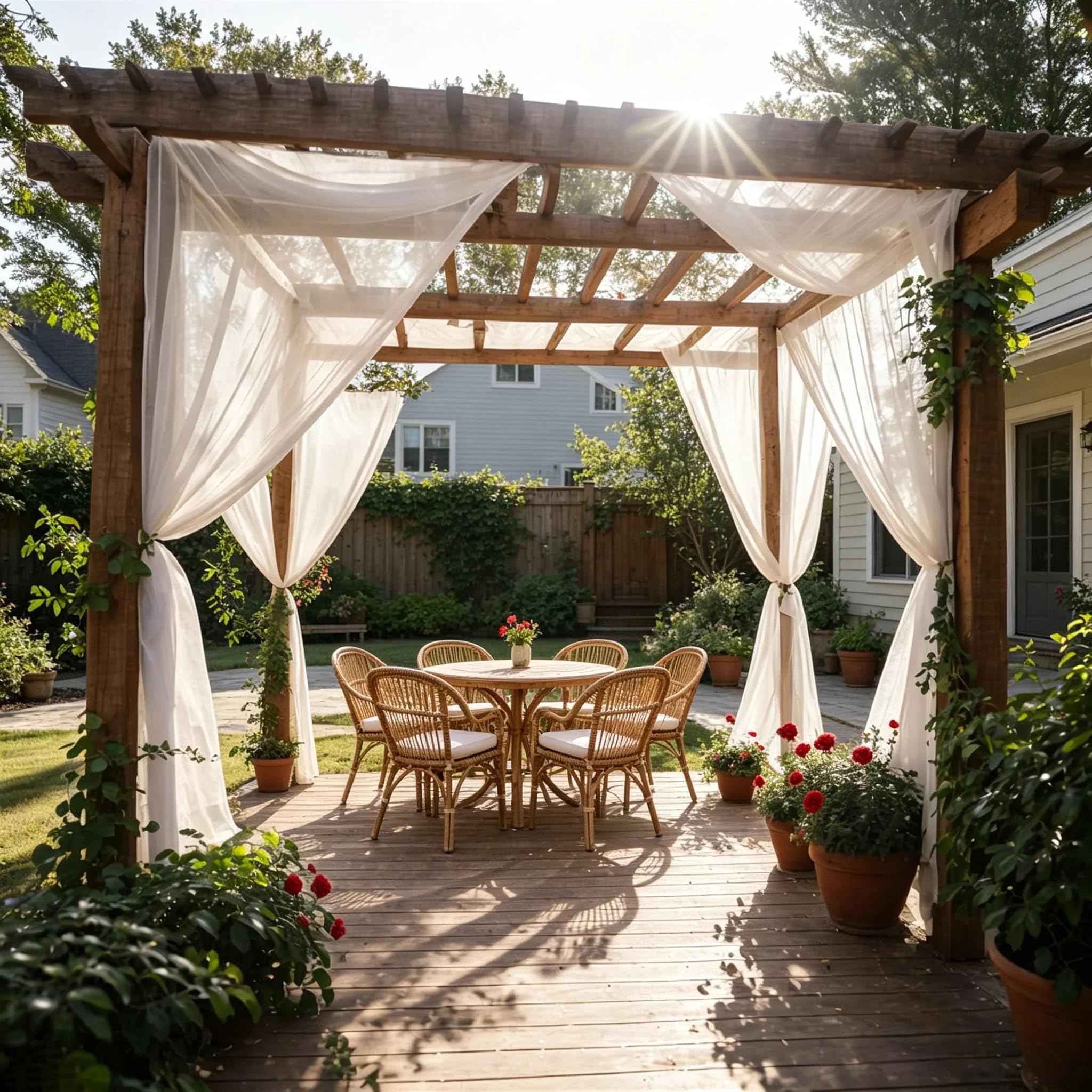 Wbesty Outdoor Mosquito Net Curtains with Rod Pocket Fine Mesh Insect Screen Curtain for Patio Pergola Gazebo Balcony Outdoor Sheer Curtains White, 2.3m×6m
