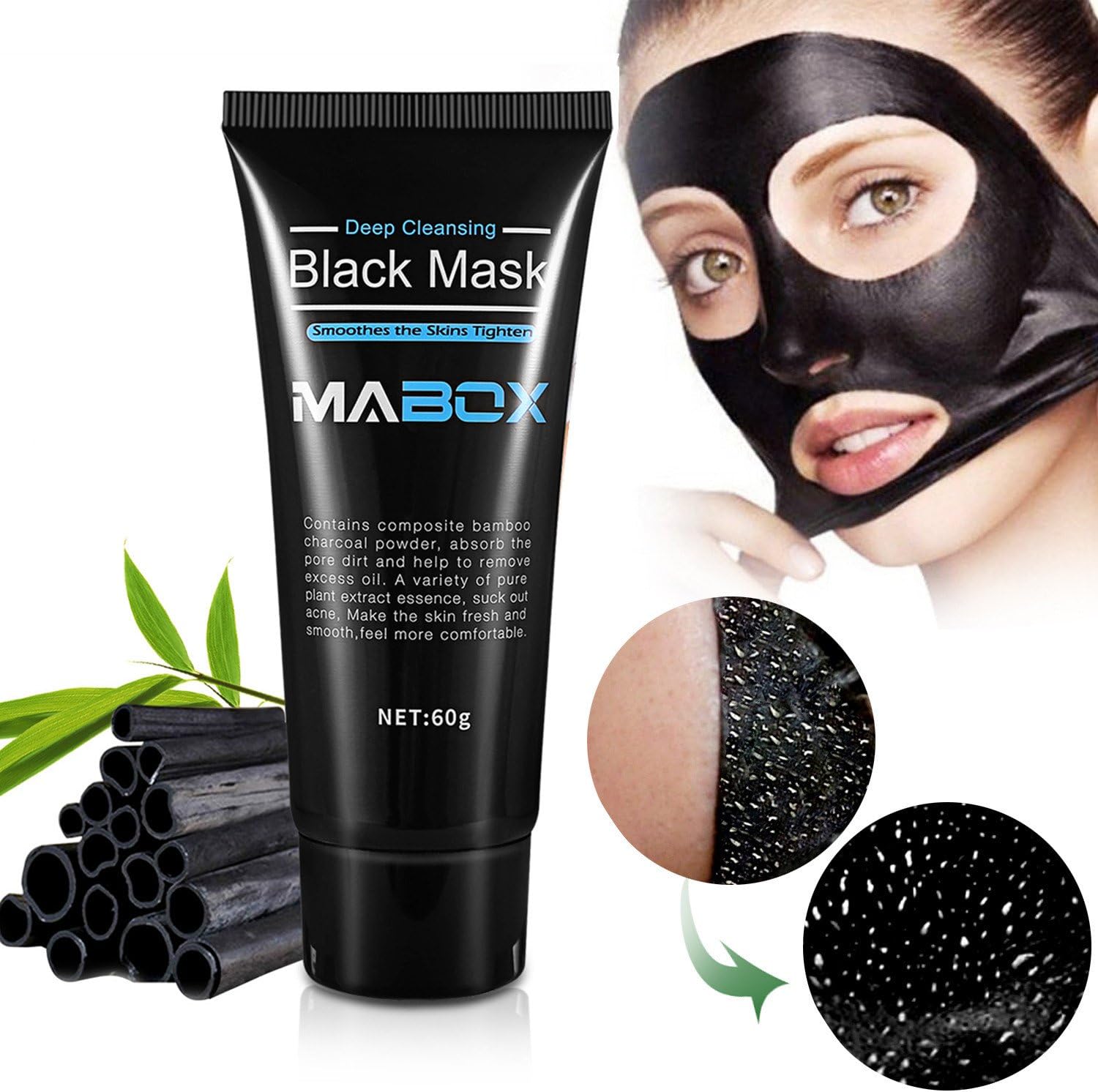 Blackhead Remover Peel-off Mask, Deep Cleansing Charcoal Purifying Peel off Black Mask (60 G)