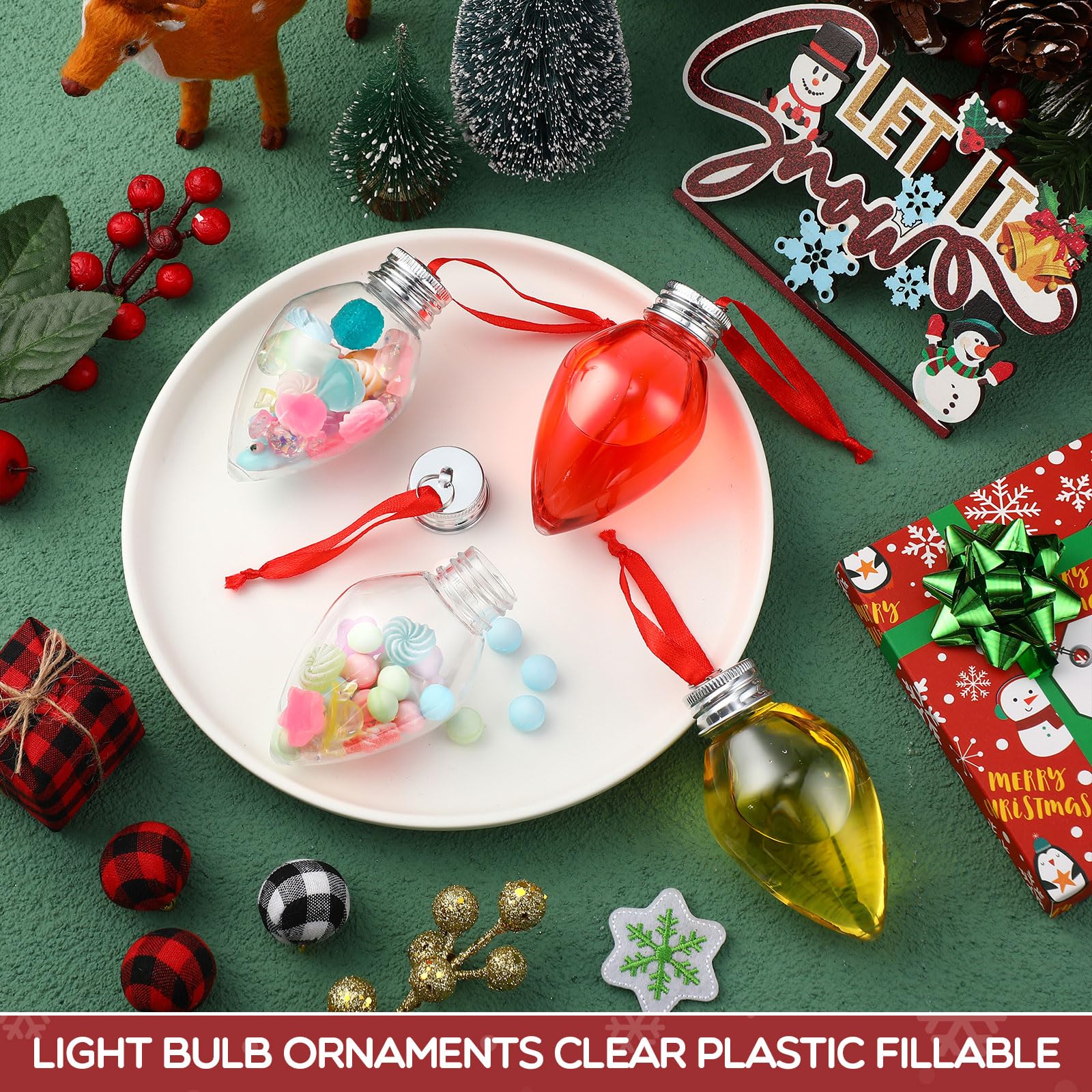 Baquler Lot de 50 boules de Noël en forme de verre à liqueur en plastique à remplir pour sapin de Noël - Ampoules transparentes pour décoration de fête d'intérieur et d'extérieur (gouttes d'eau)