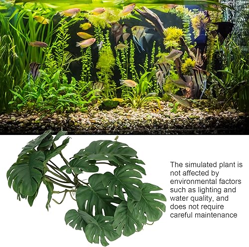 Miniatura 3 de Marooma Plantas de palma artificiales para terrario de reptiles, divertida decoración de hojas de tortuga de plástico con ventosa, plantas de