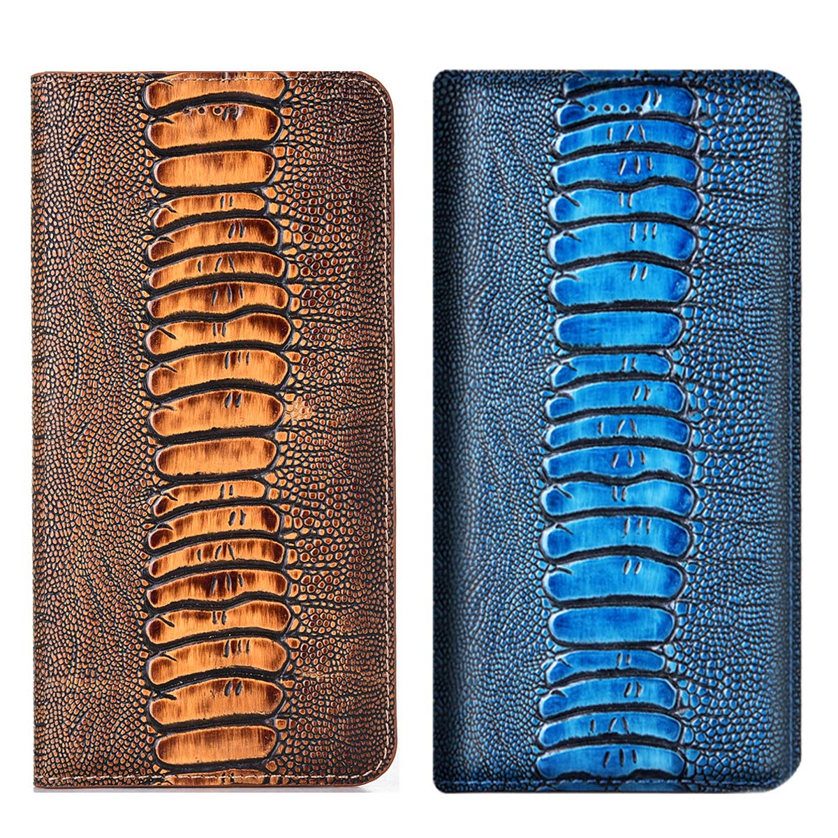 Étui cuir d'autruche Google Pixel 8A coque véritable luxe marron - 8