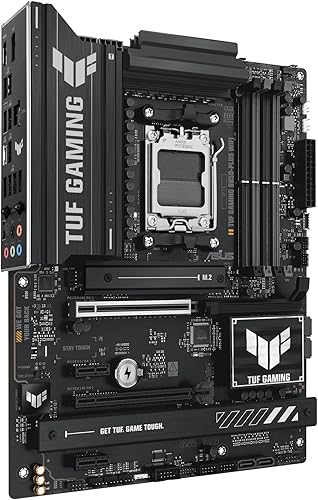 ASUS TUF GAMING B850-PLUS WIFI AMD ATX motherboard, 14+2+1 80A DrMOS power stages, DDR5, PCIe 5.0 Ready, 3xM.2 slots, Wi-Fi 7, Realtek 2.5Gb Ethernet, DisplayPort, HDMI, USB 20Gbps Type-C, Aura Sync - 4
