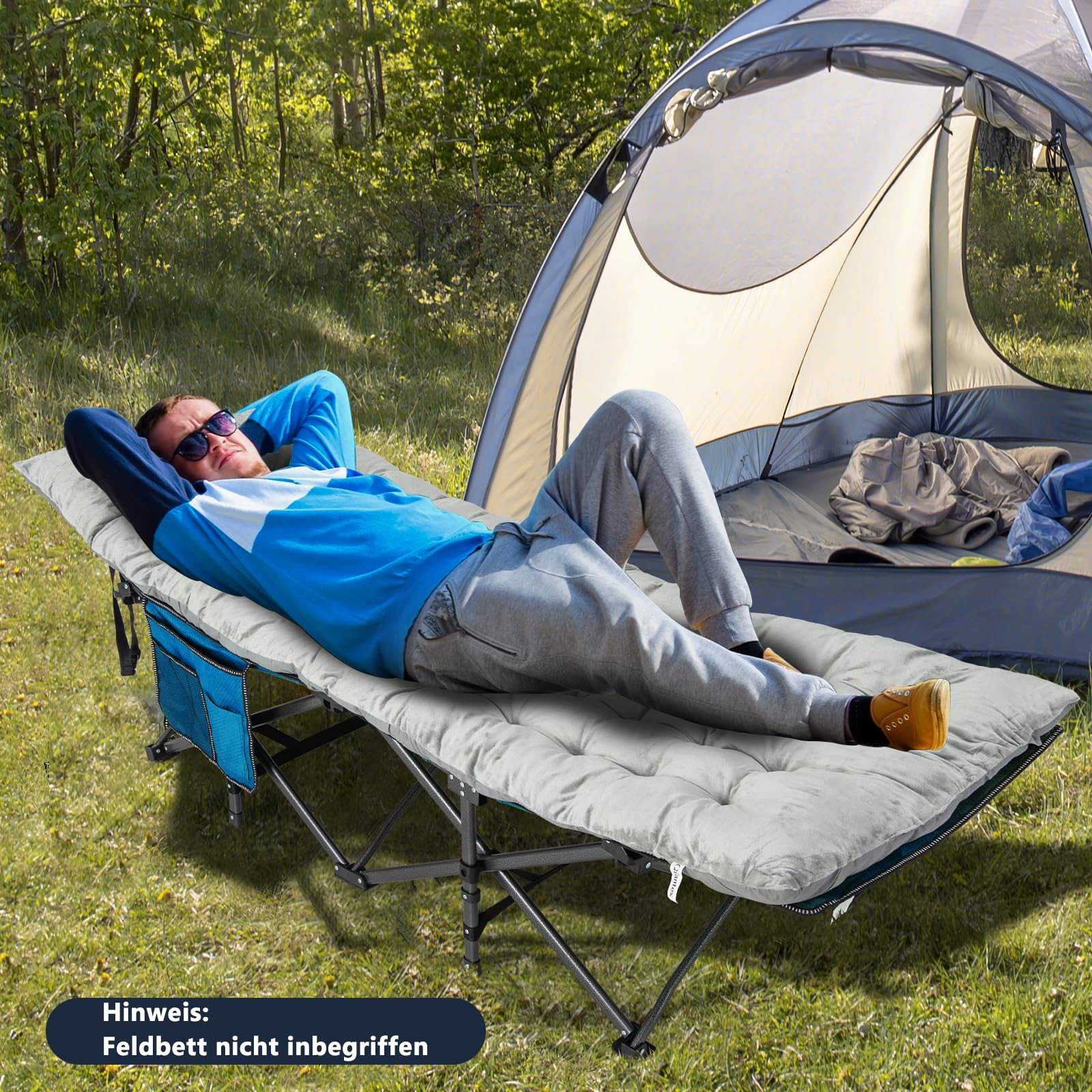 SOARS Liegenauflage 190 x 70cm, 7 cm Dicke Polsterung Auflage für Deckchair, Sonnenliege, Gartenliege, Feldbett (Grau)
