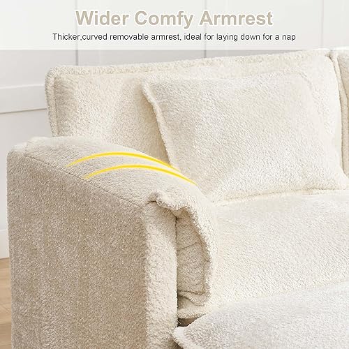 Miniatura 5 de GNIXUU Sofá modular de 110 pulgadas para sala de estar, moderno sofá en forma de U de chenilla, cómodo sofá modular con diván doble y espuma