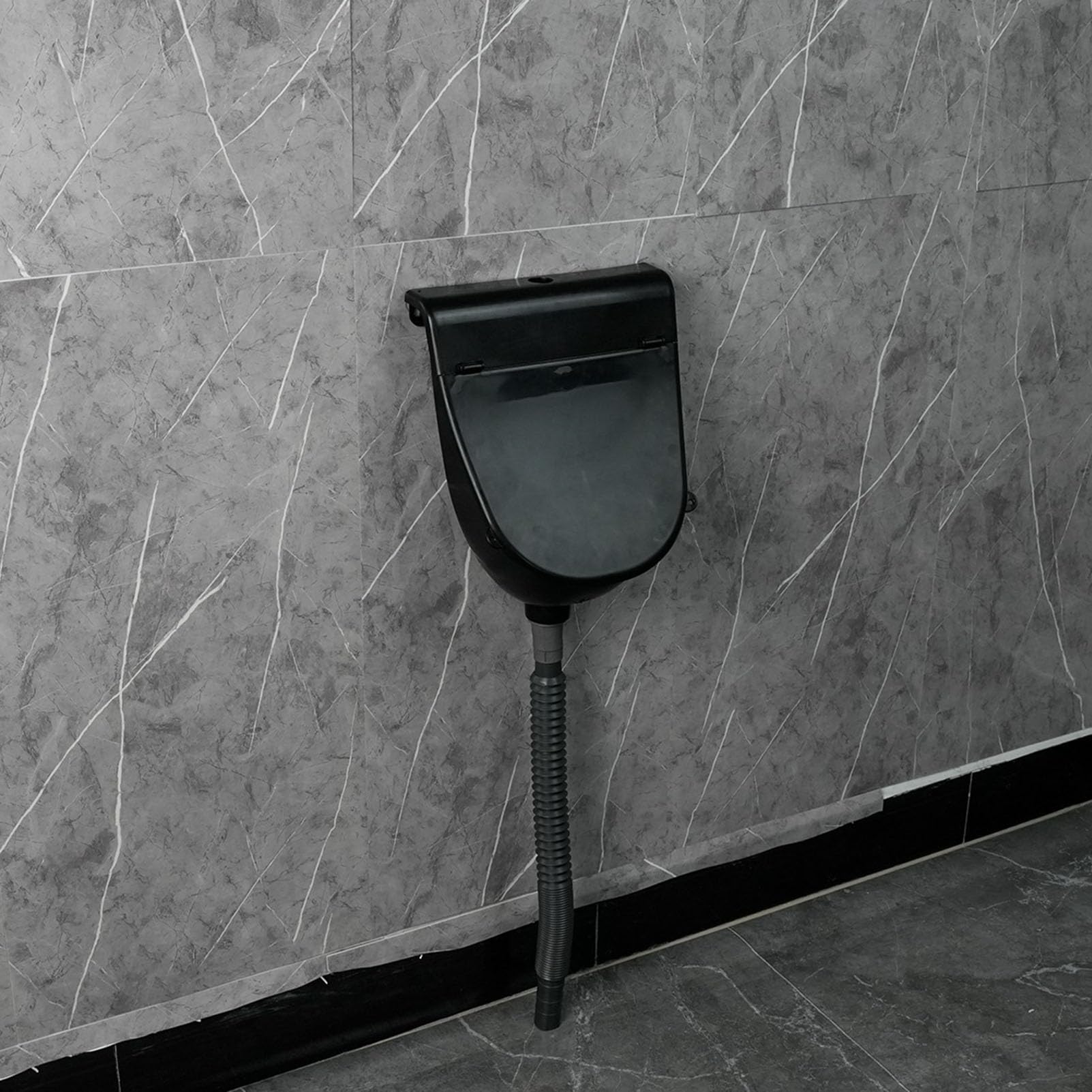 Zewnętrzny plastikowy bezwodny pisuar z pokrywą, montowany na ścianie komercyjny męski wąż spłukujący i zawór spłukujący, mobilna toaleta przenośna koryta rozdzielacz moczu tymczasowy mocz