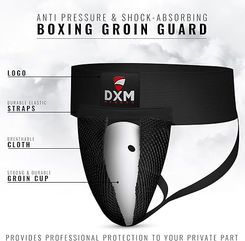 Miniatura 3 de DXM SPORTS Protector de ingle de boxeo para hombre, protector de ingle ajustable para kickboxing, equipo de entrenamiento de taekwondo, Muay Thai,