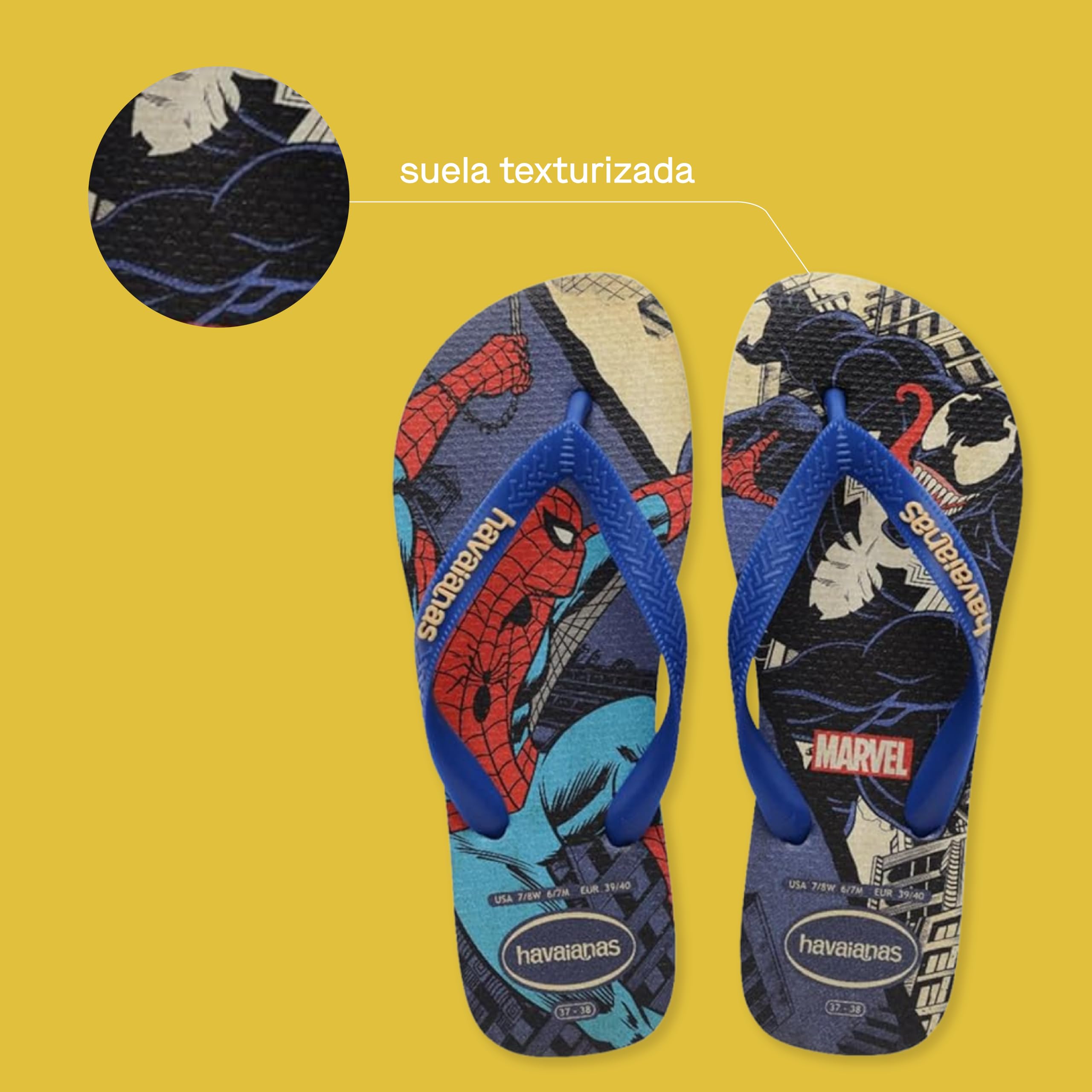 Havaianas - Top Marvel Classics, Chanclas Cómodas, Ligeras y Duraderas, Estampado de Cómics de los Superhéroes Marvel, Hombre